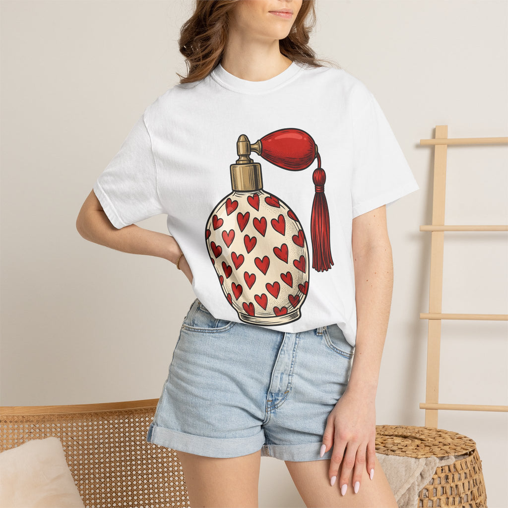Perfume Container Shirt Valentines Day Passion Gift Women Graphic Tee Bottle T-Shirt Valentine Fan Artistic Tshirt Desire Graphic Old School