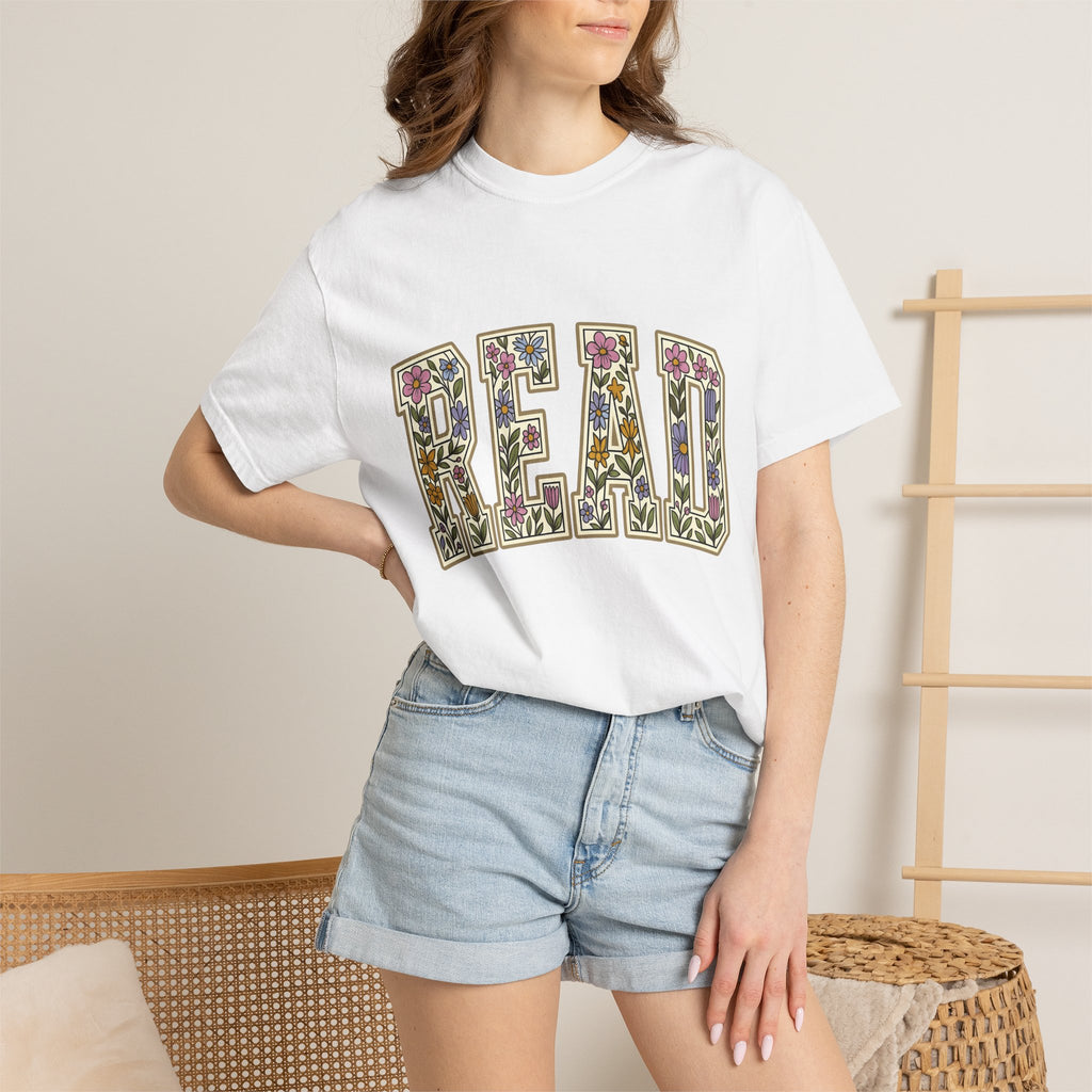 Flower Letter Design Shirt Teacher Literature Gift Women Bohemian Tee Alphabet T-Shirt Educator Enthusiast Book Graphic Vintage Garden