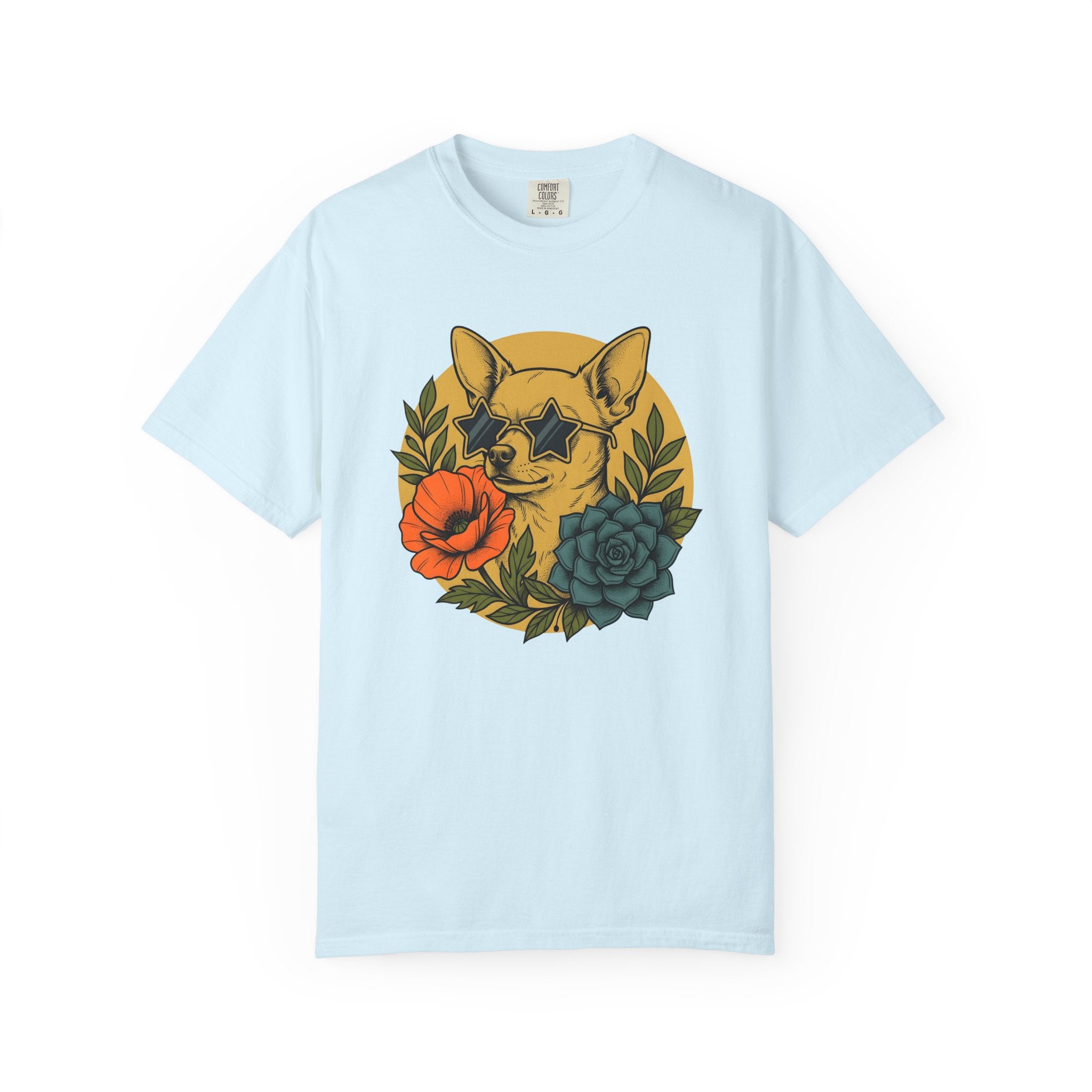 Chihuahua Pet Shirt Dog Garden Gift Women Tribal Tee Puppy T-Shirt Dog Fan Canine Tshirt Floral Graphic Classic Petals Tshirt