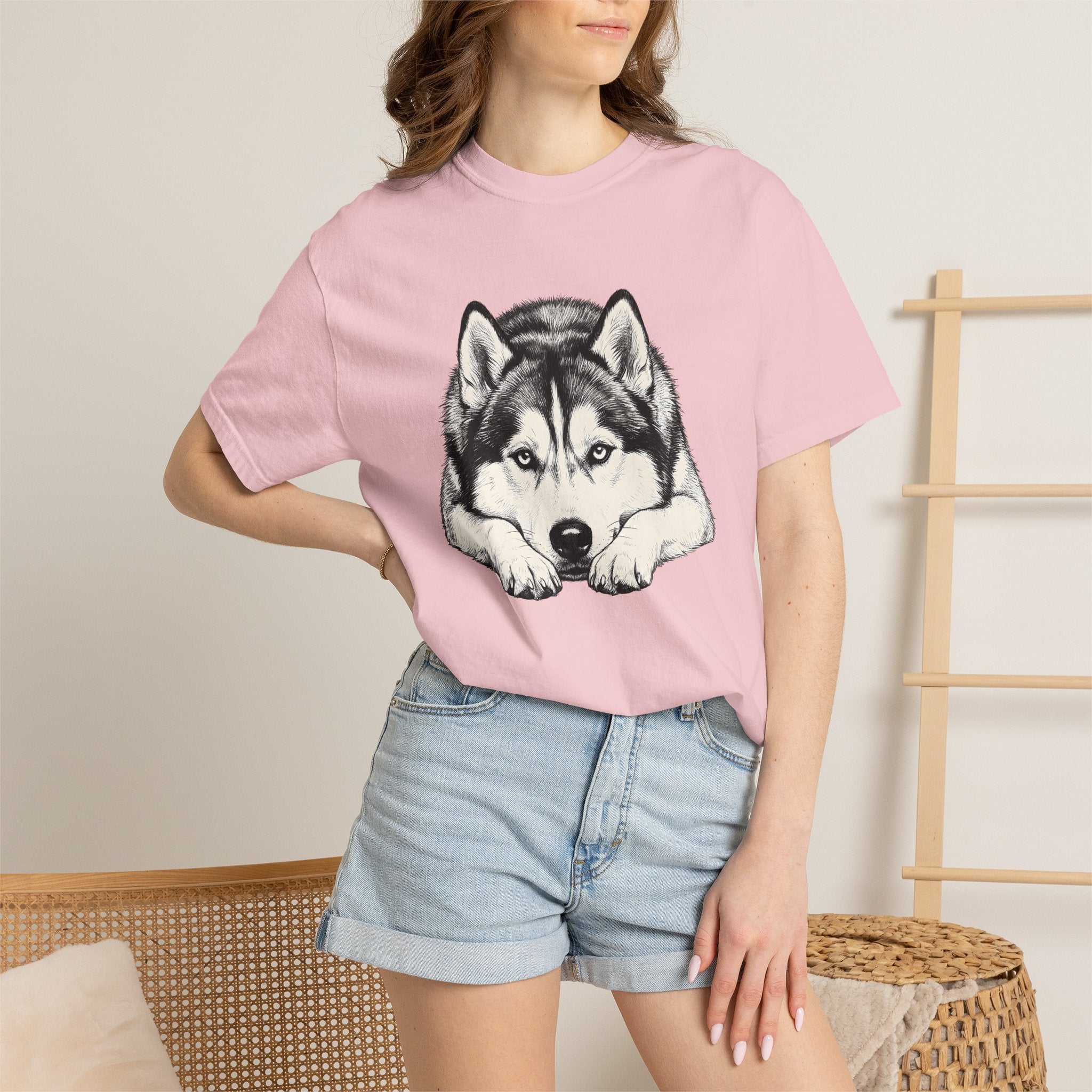 Husky Dog Shirt Dog Pet Gift Women Hand Drawn Tee Siberian Husky T-Shirt Dog Owner Fan Alaskan Malamute Tshirt Pet Graphic Minimalist Animal