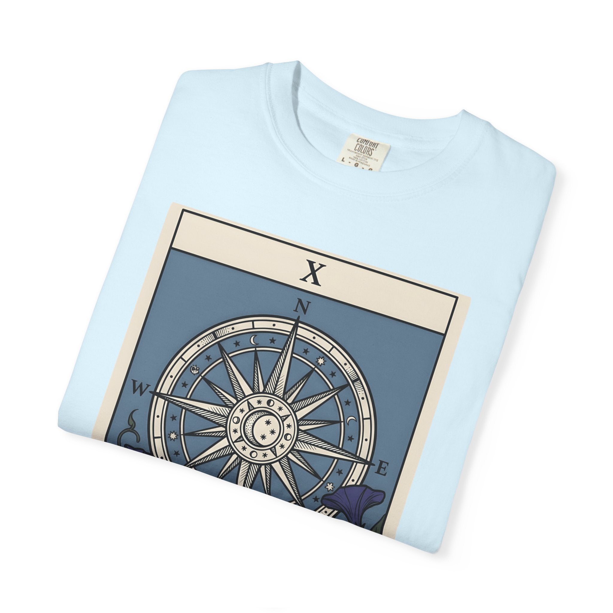Navigation Wheel Shirt Boho Chic Holistic Gift Women Mystic Card Tee Steering Wheel T-Shirt Bohemian Fan Tarot Card Tshirt Spiritual Graphic