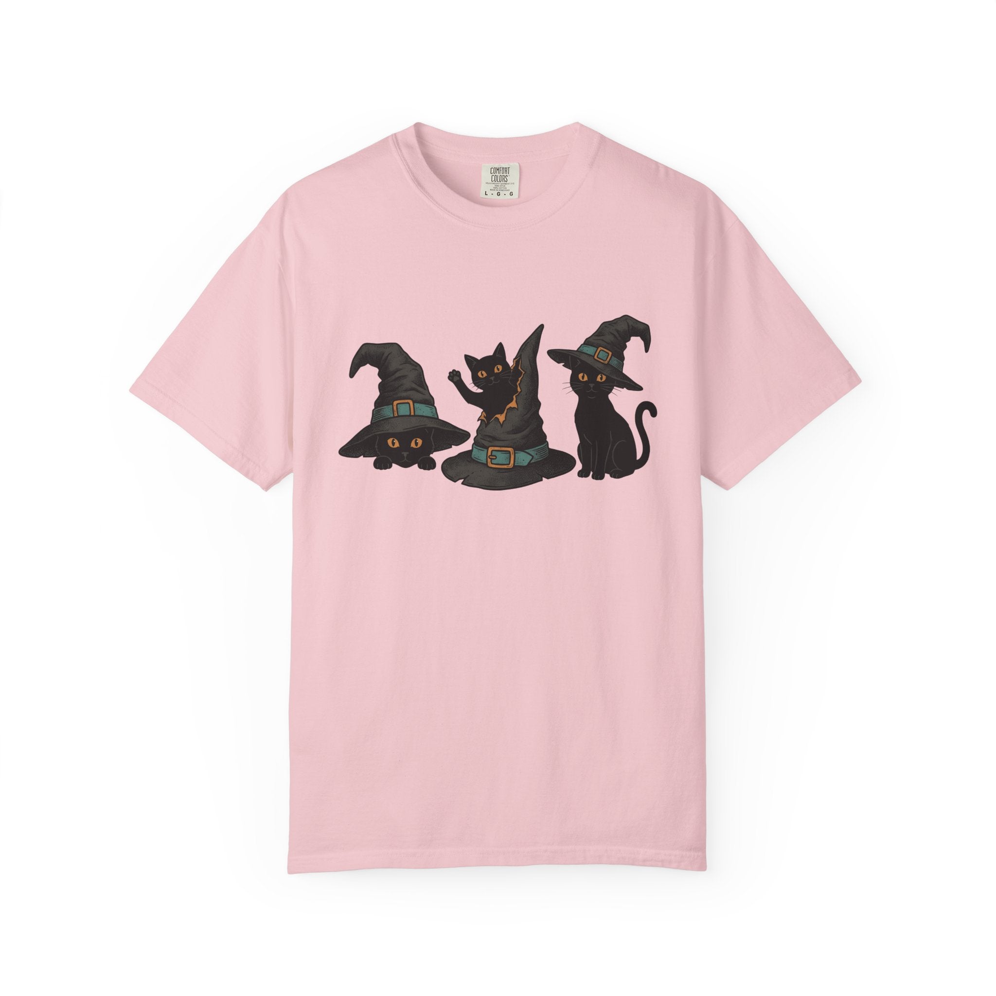 Black Cats Shirt Cat Costume Gift Women Retro Tee Cat T-Shirt Cat Fan Vintage Tshirt Cosplay Graphic Sketch Witch Hats Tshirt