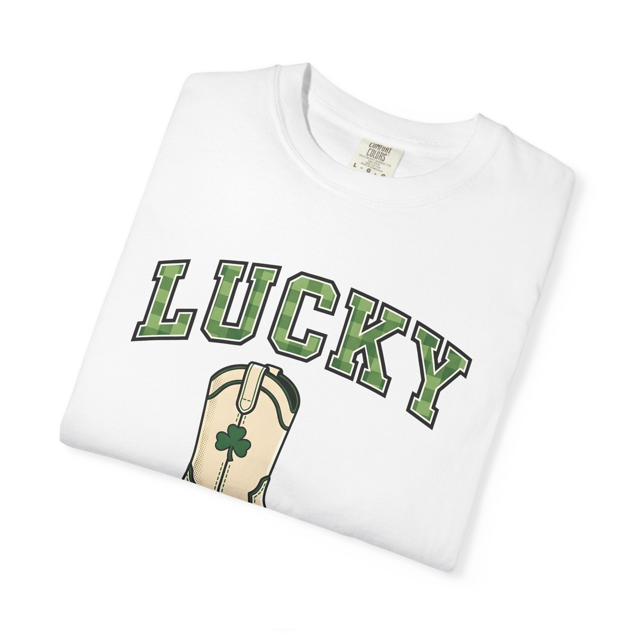 Cowboy Boot Shirt St Patrick's Day Western Gift Women Bold Graphic Tee Boot T-Shirt Irish Fan Graphic Tshirt Rodeo Graphic Vintage Shamrock
