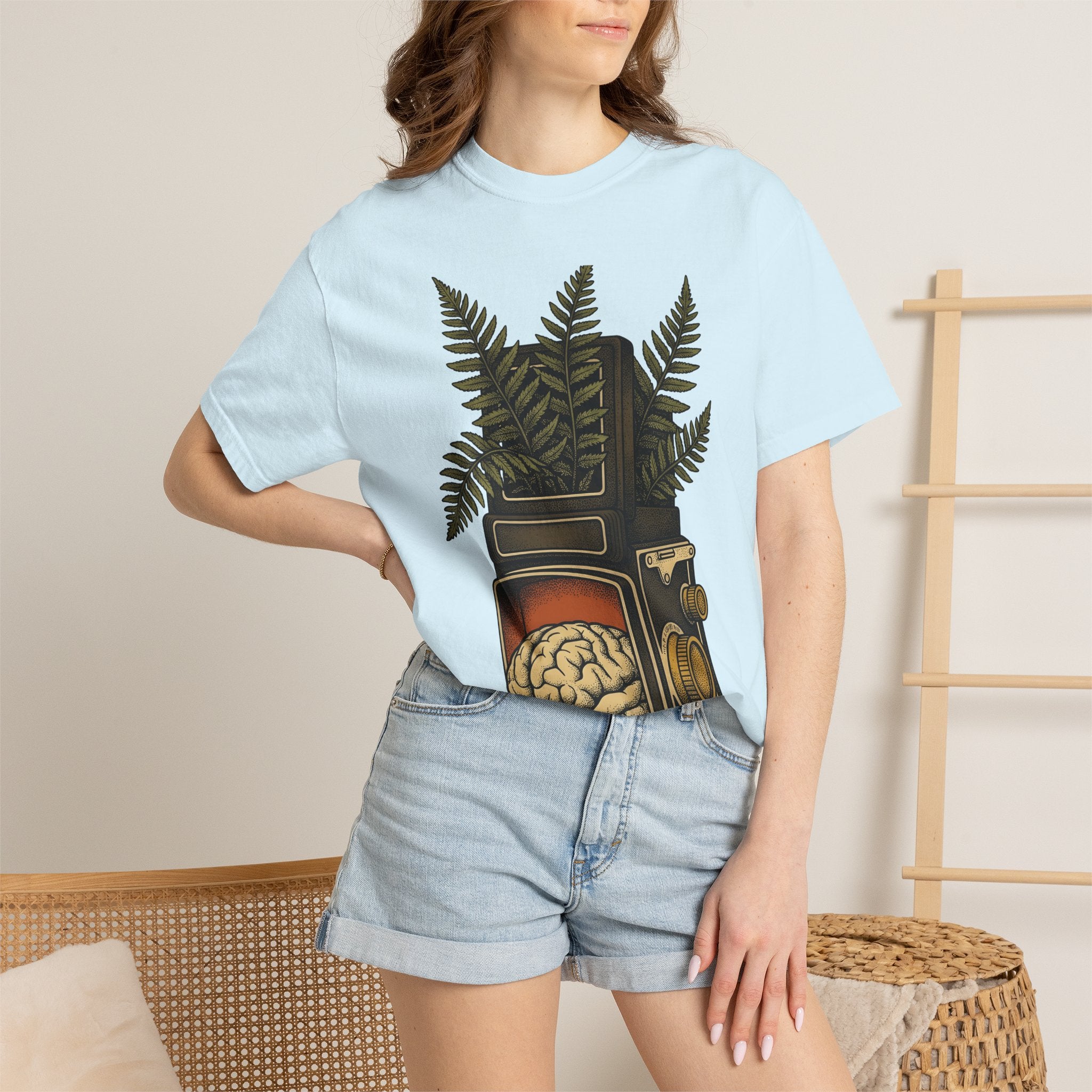 Antique Camera Mind Shirt Boho Chic Abstract Gift Women Floral Tee Vintage Camera T-Shirt Hippie Fan Bohemian Tshirt Surreal Graphic Classic
