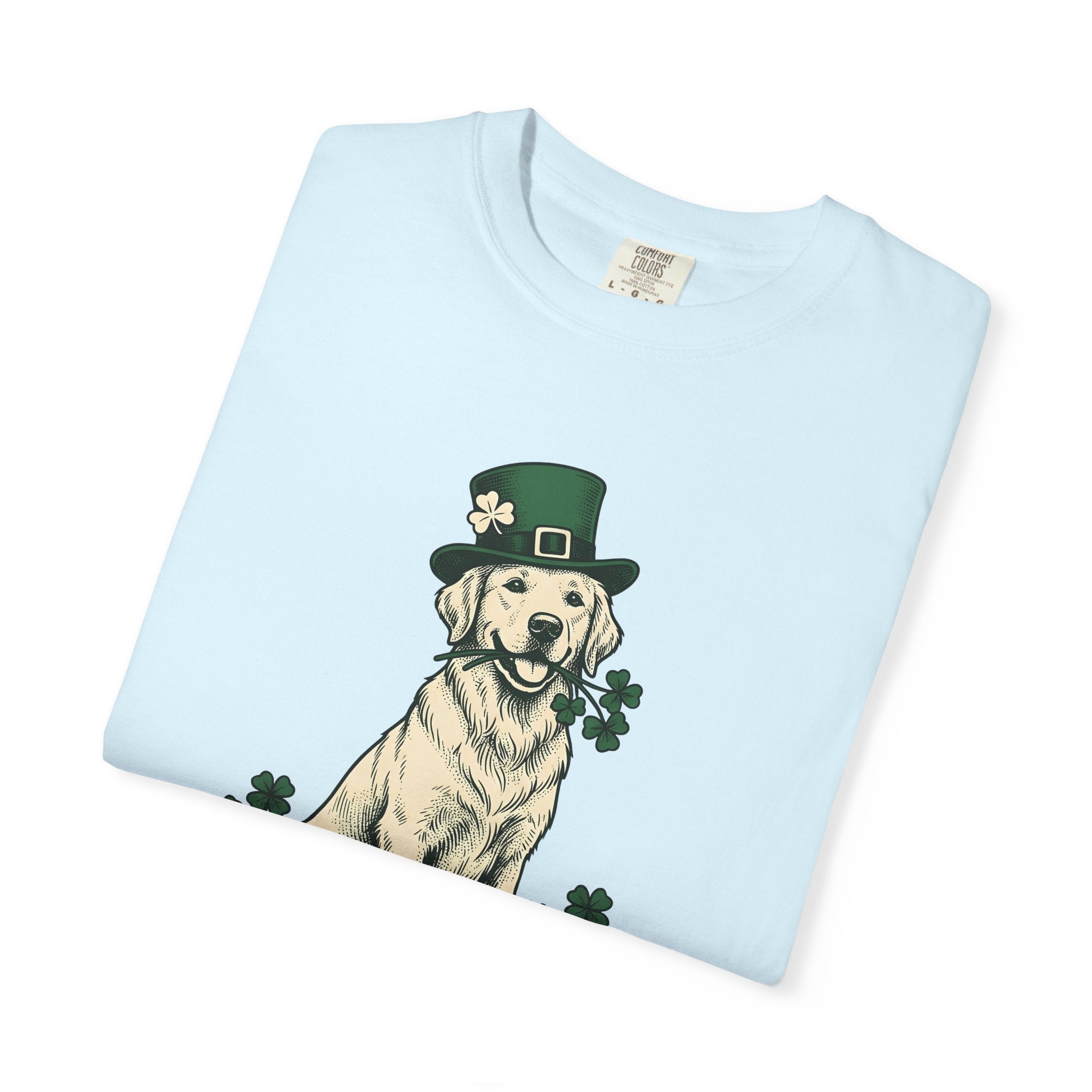 Golden Retriever Shirt St Patrick's Day Dog Gift Women Vintage Tee Retriever T-Shirt Luck Fan Retro Tshirt Dog Graphic Hand Drawn Shamrock