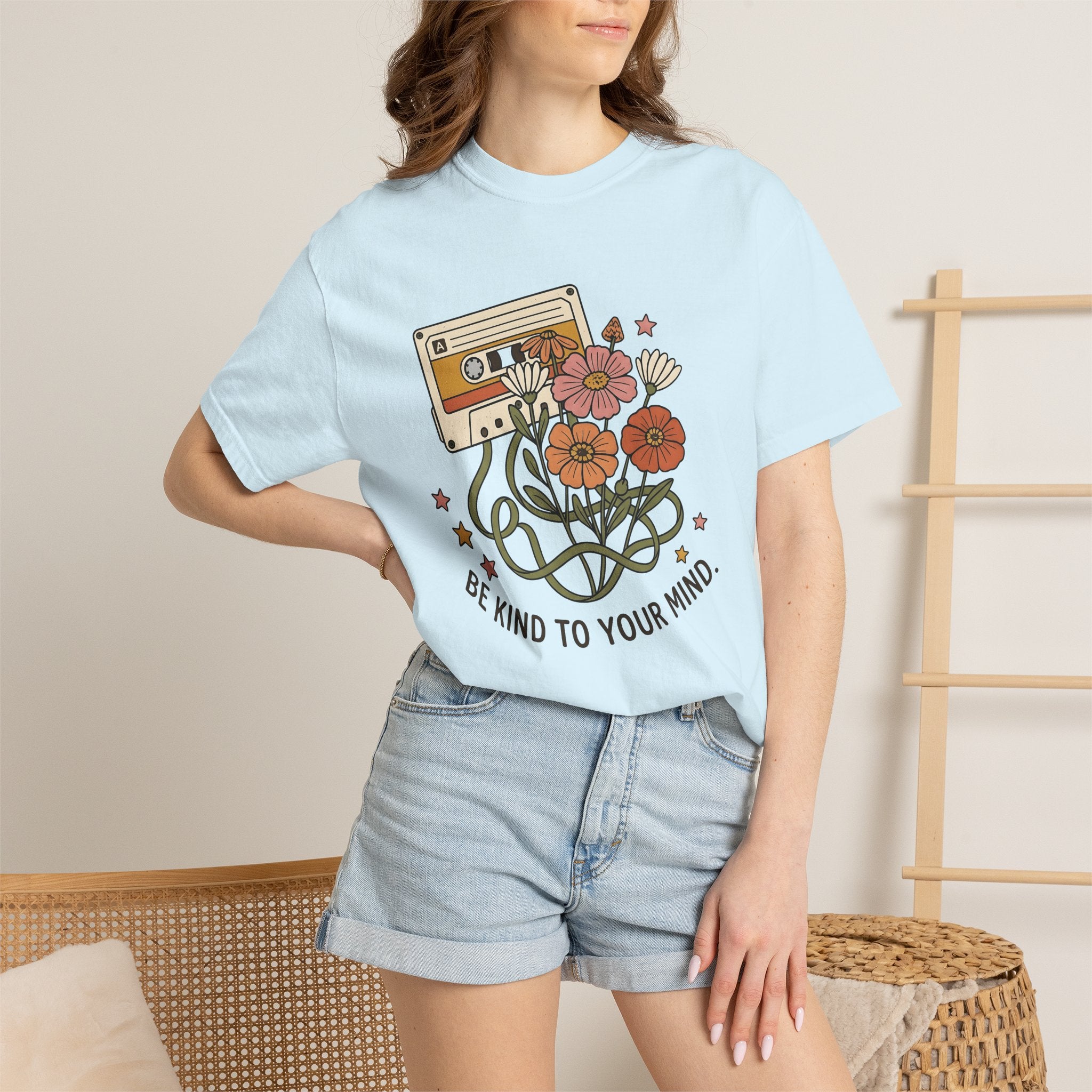 Cassette Tape Blooms Shirt Boho Chic Instruments Gift Women Sketch Tee Mixtape T-Shirt Bohemian Fan Illustrated Tshirt Guitar Graphic