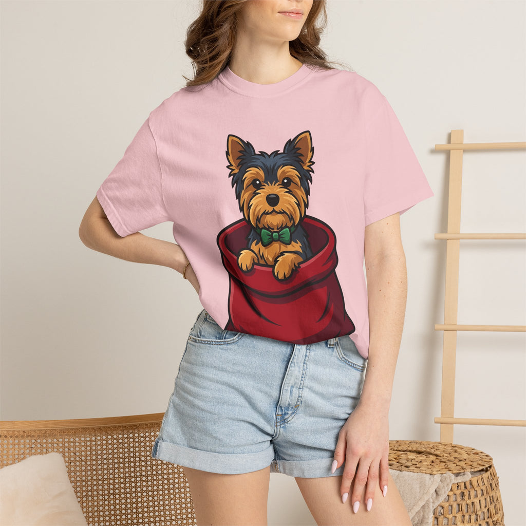 Yorkie Puppy Shirt Dog Pet Supplies Gift Women Pop Art Tee Yorkie T-Shirt Dog Fan Pop Art Tshirt Pet Accessories Graphic Manga Bowtie Tshirt