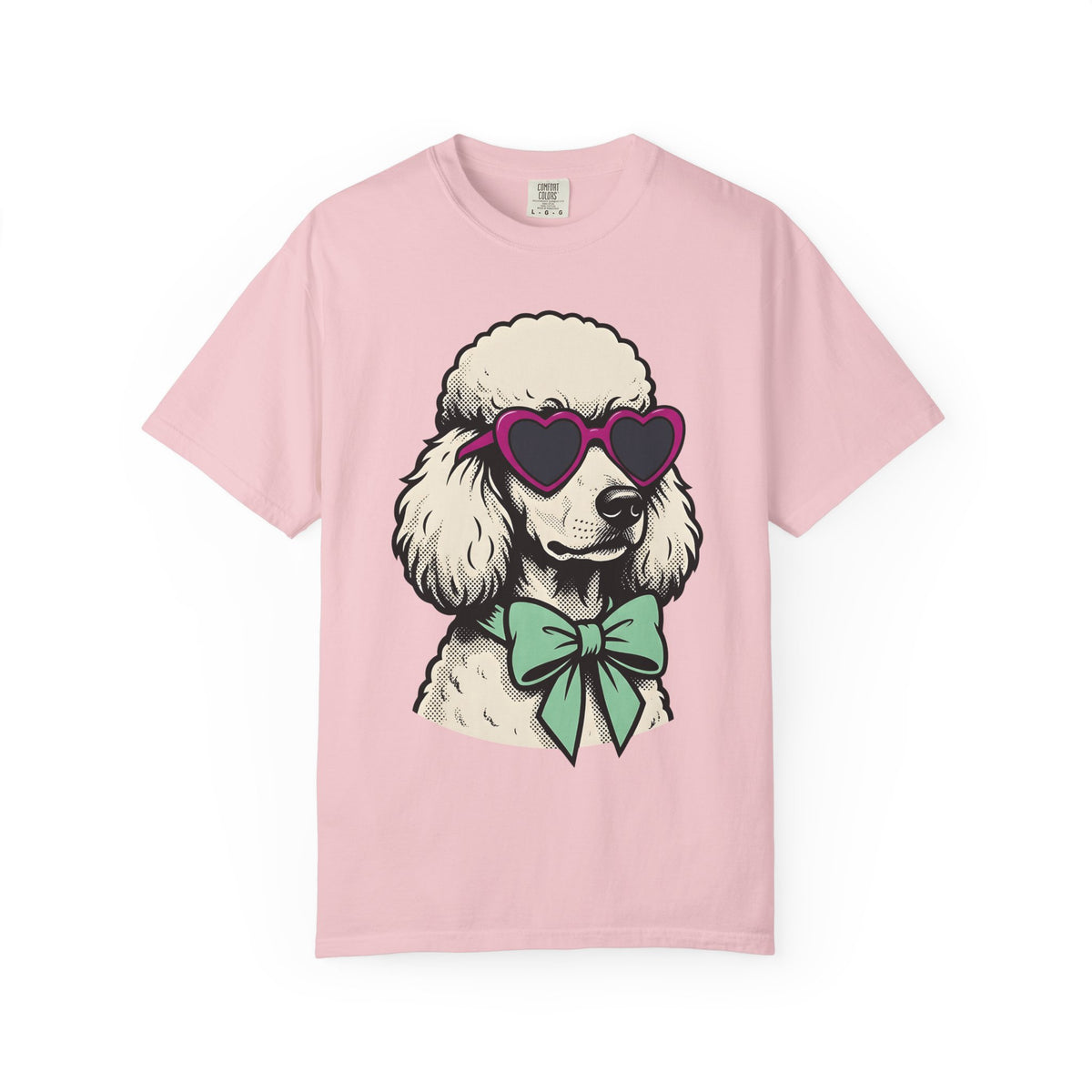Poodle Dog Shirt Dog Fashion Gift Women Cartoon Tee Poodle T-Shirt Dog Fan Cartoony Tshirt Style Graphic Retro Heart Sunglasses Tshirt