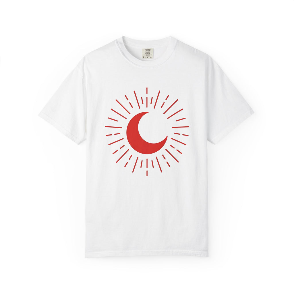 Crescent Moon Shirt Valentine's Day Astrology Gift Women Modern Tee Moon T-Shirt Valentine Fan Contemporary Tshirt Zodiac Graphic Hippie Sun