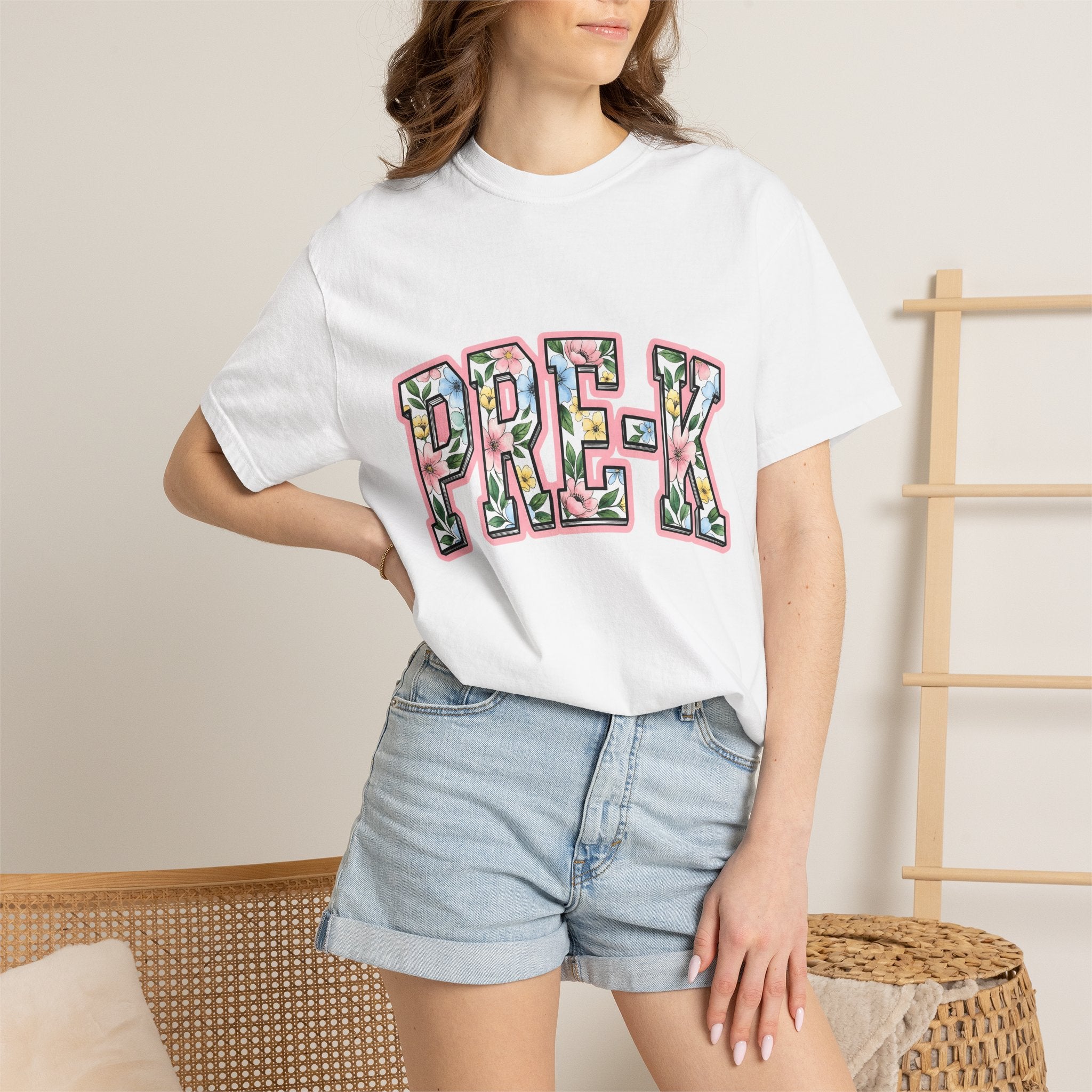 Floral Varsity Letters Shirt Teachers Floral Gift Women Bold Tee Letterman T-Shirt Educator Enthusiast Graphic Tee Floral Design Retro
