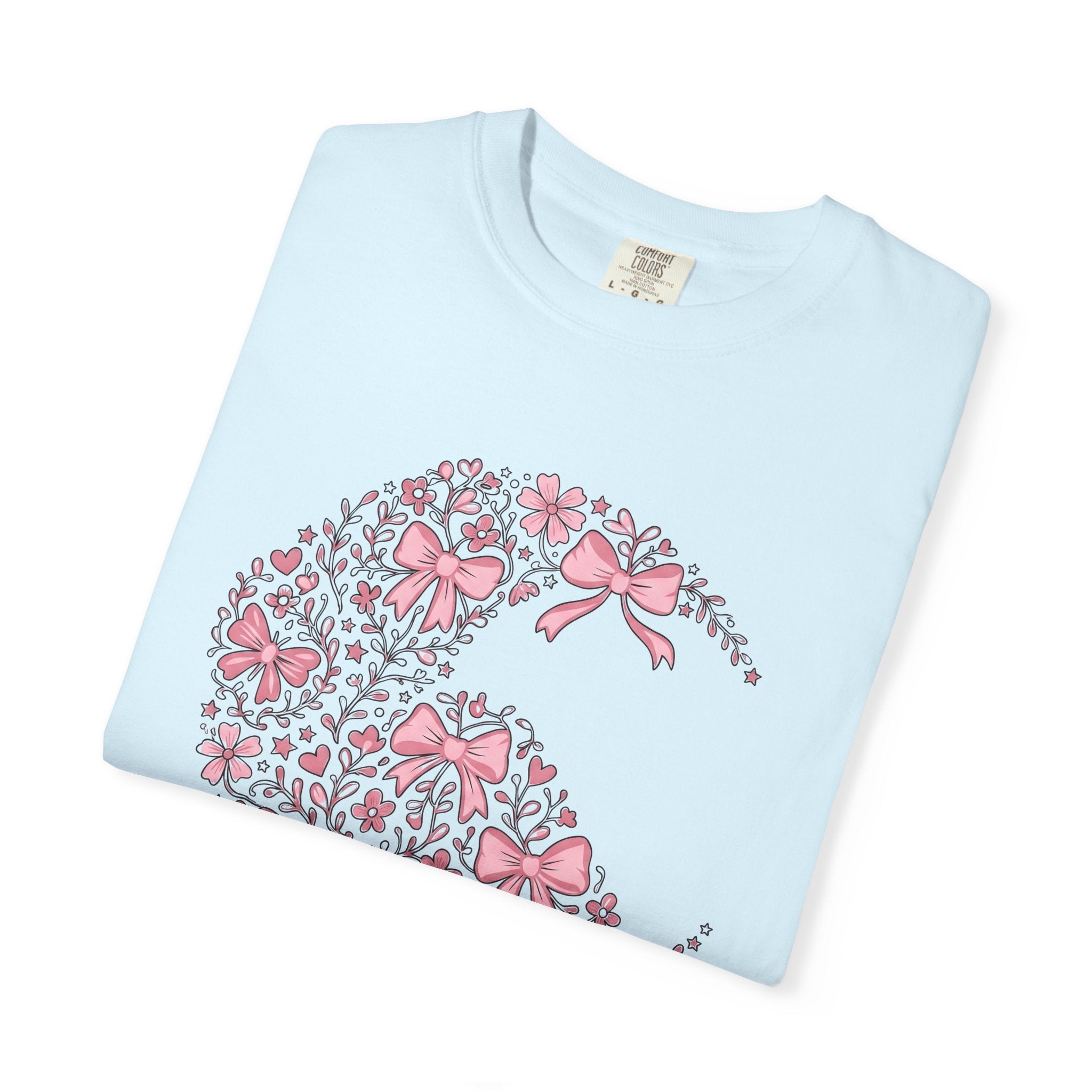 Blossom Bow Heart Shirt St. Valentine's Day Romance Gift Women Playful Tee Heart Bow T-Shirt Valentine Fan Whimsical Tshirt Love Graphic