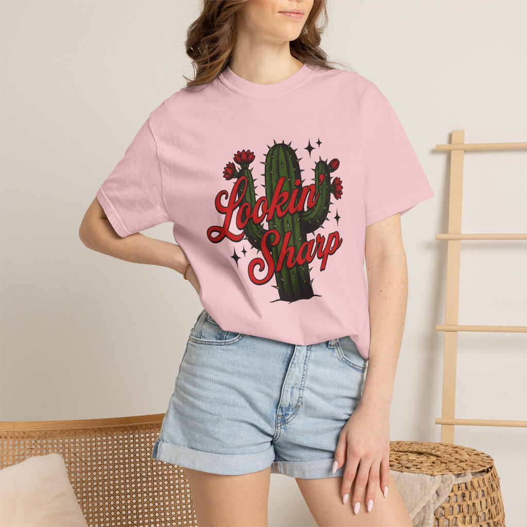 Prickly Plant Shirt Cowgirl Cowboy Gift Women Hand Drawn Tee Cactus T-Shirt Rodeo Fan Illustrated Tshirt Cowboy Graphic Folk Bloom Tshirt