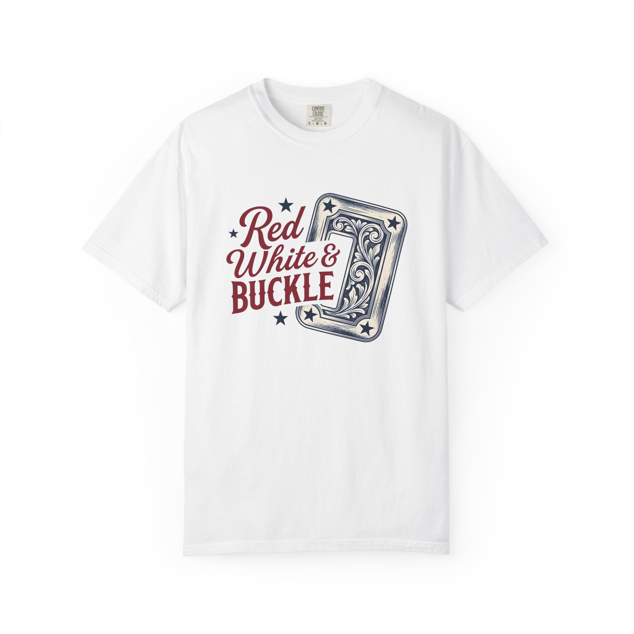 Cowboy Belt Buckle Shirt 4th Of July Rodeo Gift Women Rustic Tee Belt Buckle T-Shirt Patriot Fan Western Tshirt Rodeo Graphic Throwback Star