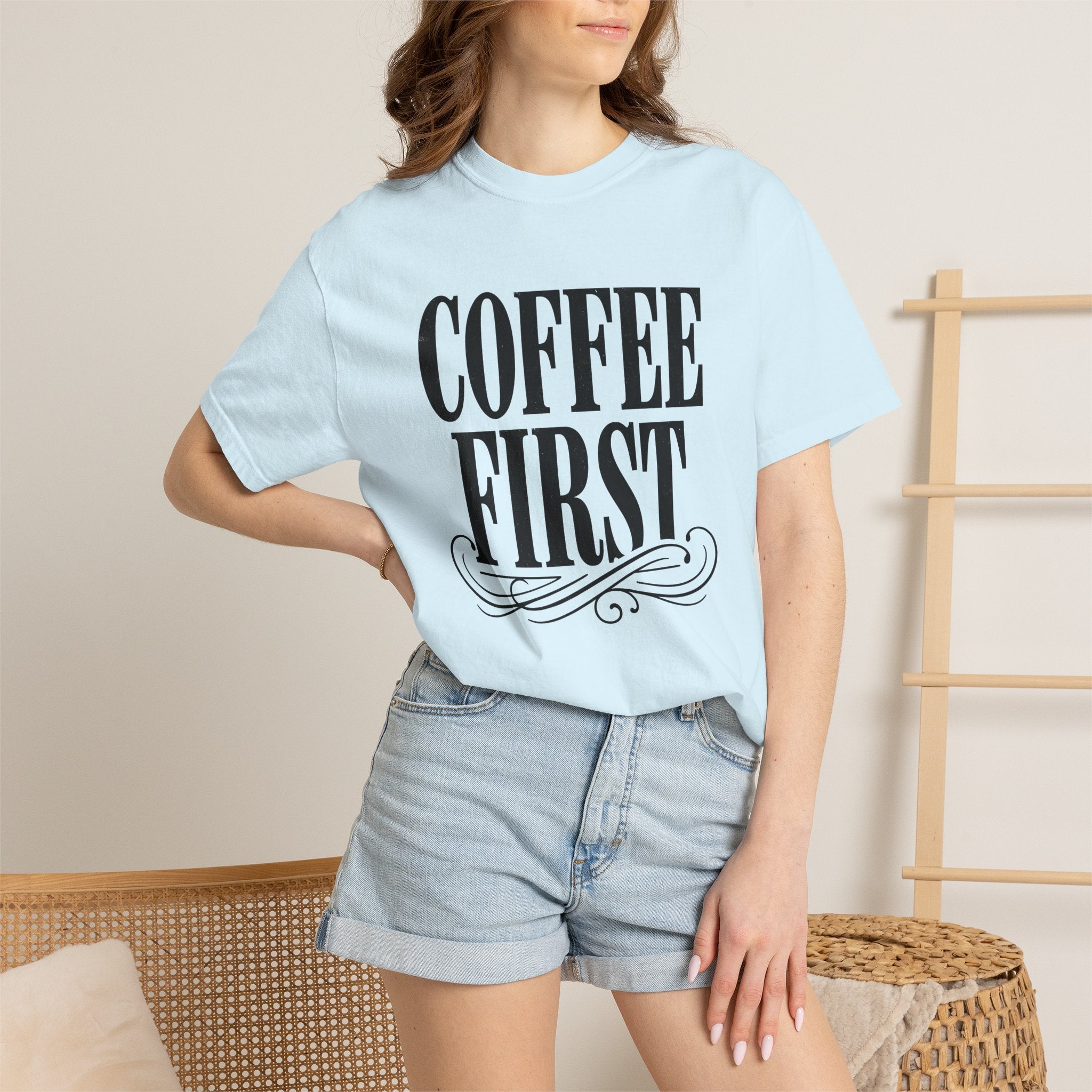 Coffee Quote Shirt Mom Coffee Gift Women Bold Vintage Tee Coffee T-Shirt Mom Fan Vintage Tshirt Caffeine Graphic Retro Swirl Accent Tshirt