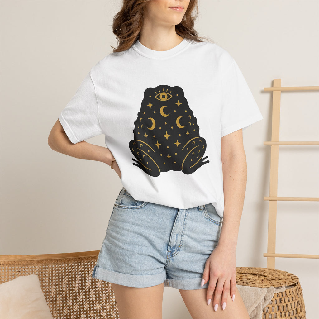 Mystical Frog Shirt Boho Chic Astrology Gift Women Minimal Tee Toad T-Shirt Bohemian Fan Simple Tshirt Zodiac Graphic Celestial Moon Tshirt
