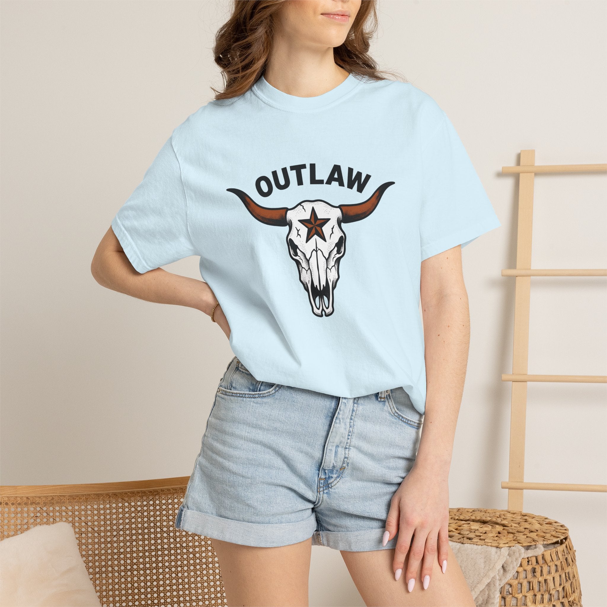 Bull Head Skull Shirt Cowgirl Livestock Gift Women Country Tee Skull T-Shirt Cowgirl Fan Rustic Tshirt Farm Graphic Old School Star Shape