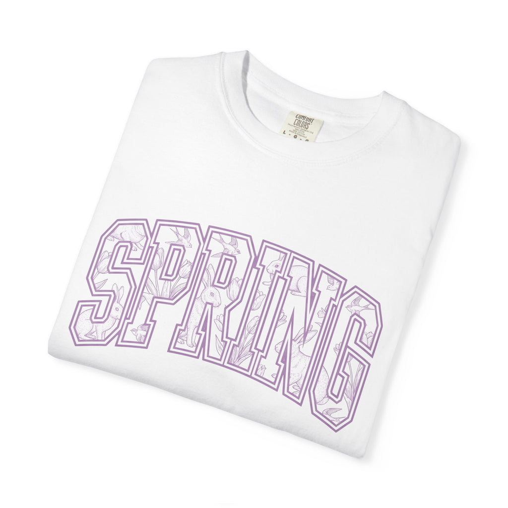 Rabbit Flower Design Shirt Spring Outdoors Gift Women Retro Tee Floral T-Shirt Springtime Fan Vintage Tshirt Nature Graphic Sketch Songbird