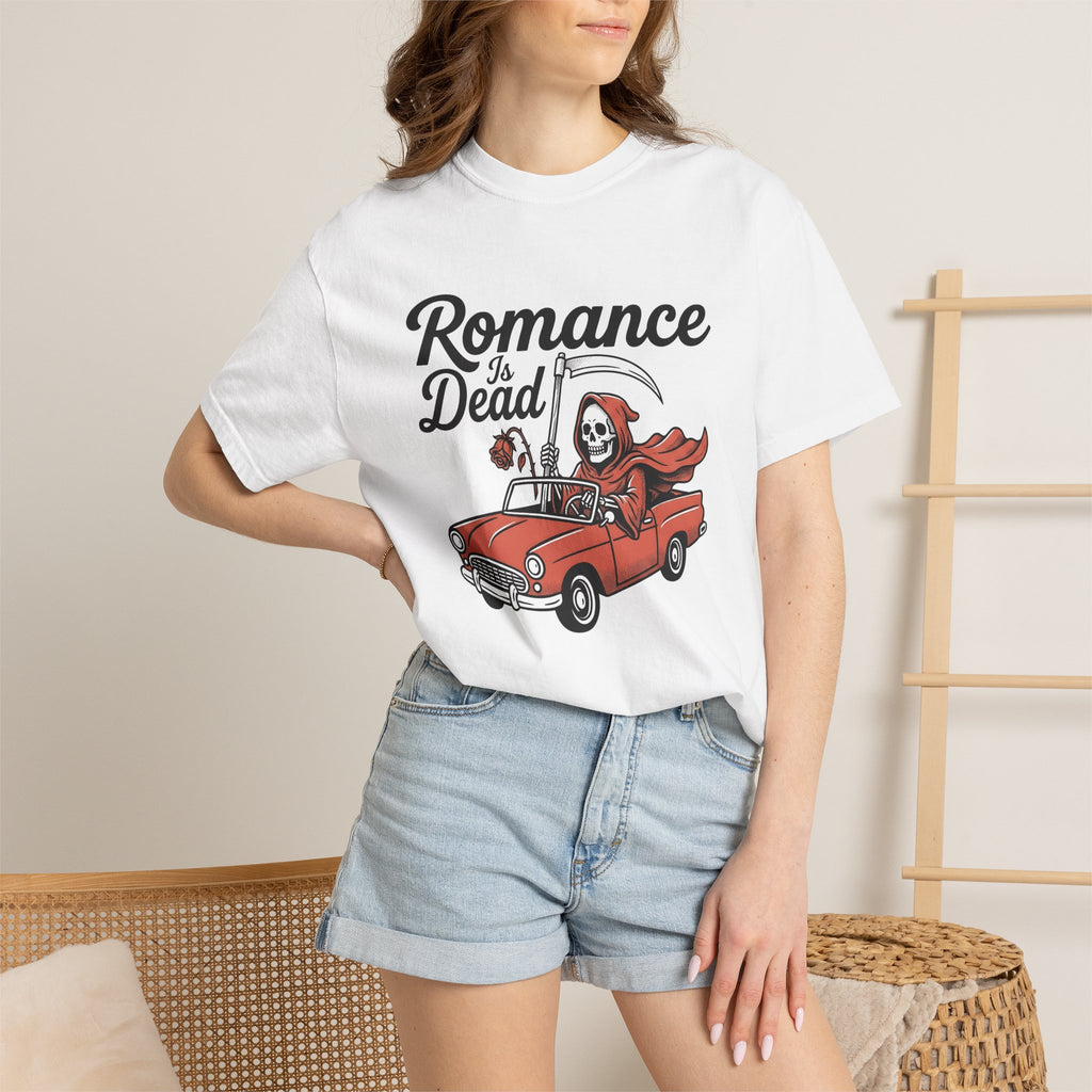 Grim Reaper Car Shirt St. Valentine's Day Dark Humor Gift Women Bold Graphic Tee Reaper T-Shirt Valentine Fan Graphic Design Humor Graphic