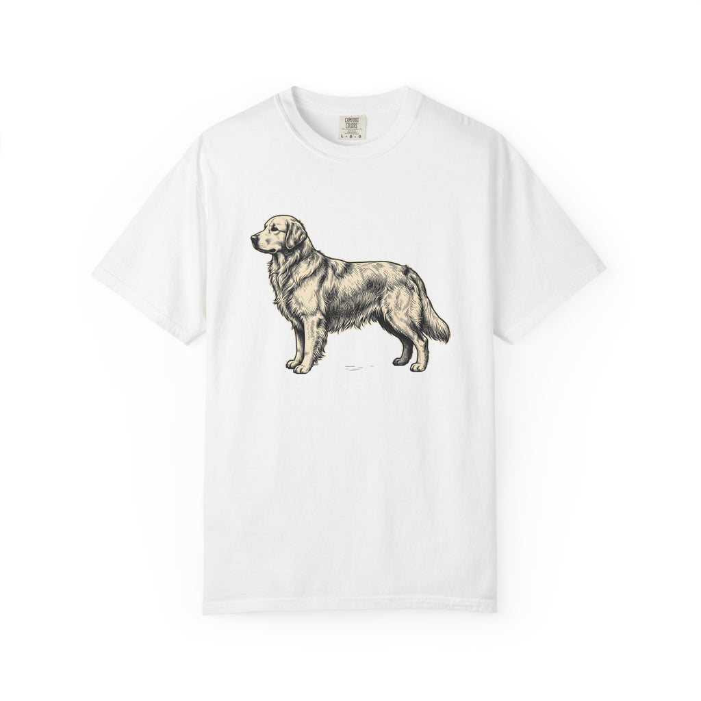 Golden Retriever Shirt Dog Pets Gift Women Hand Drawn Tee Retriever T-Shirt Dog Fan Puppy Tshirt Animal Graphic Cartoon Coat Detail Tshirt