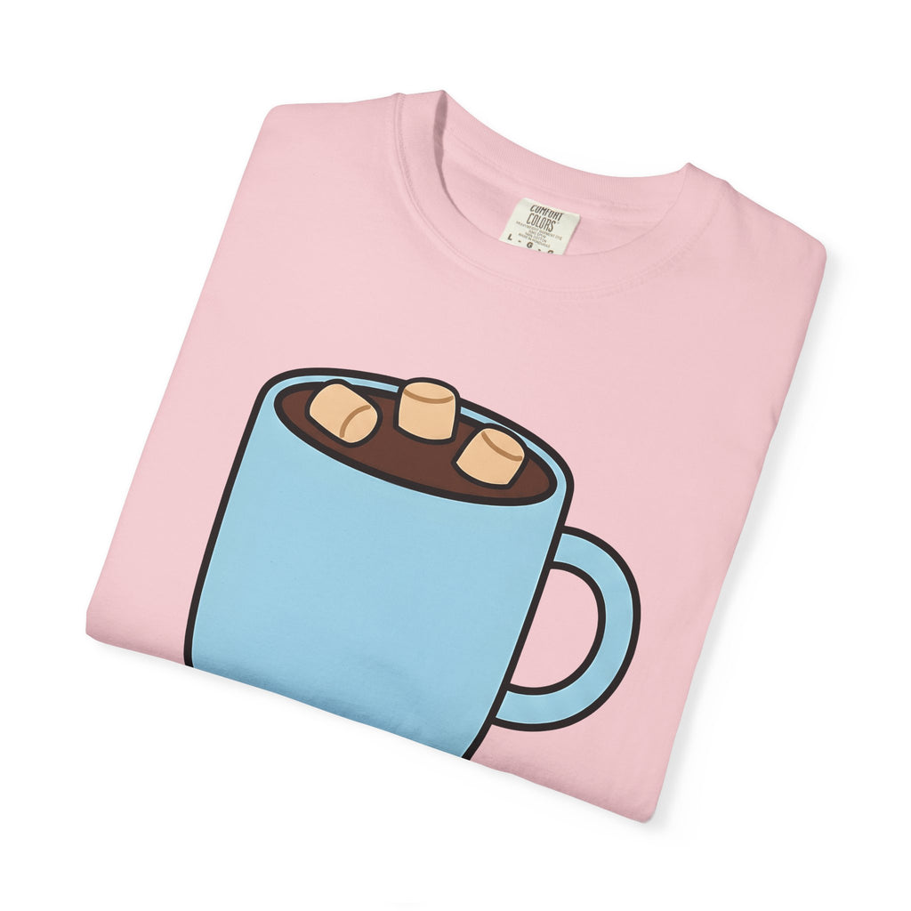 Warm Chocolate Mug Shirt Drinks Snug Gift Women Line Art Tee Hot Chocolate T-Shirt Beverage Fan Minimalist Tshirt Cozy Graphic Outline