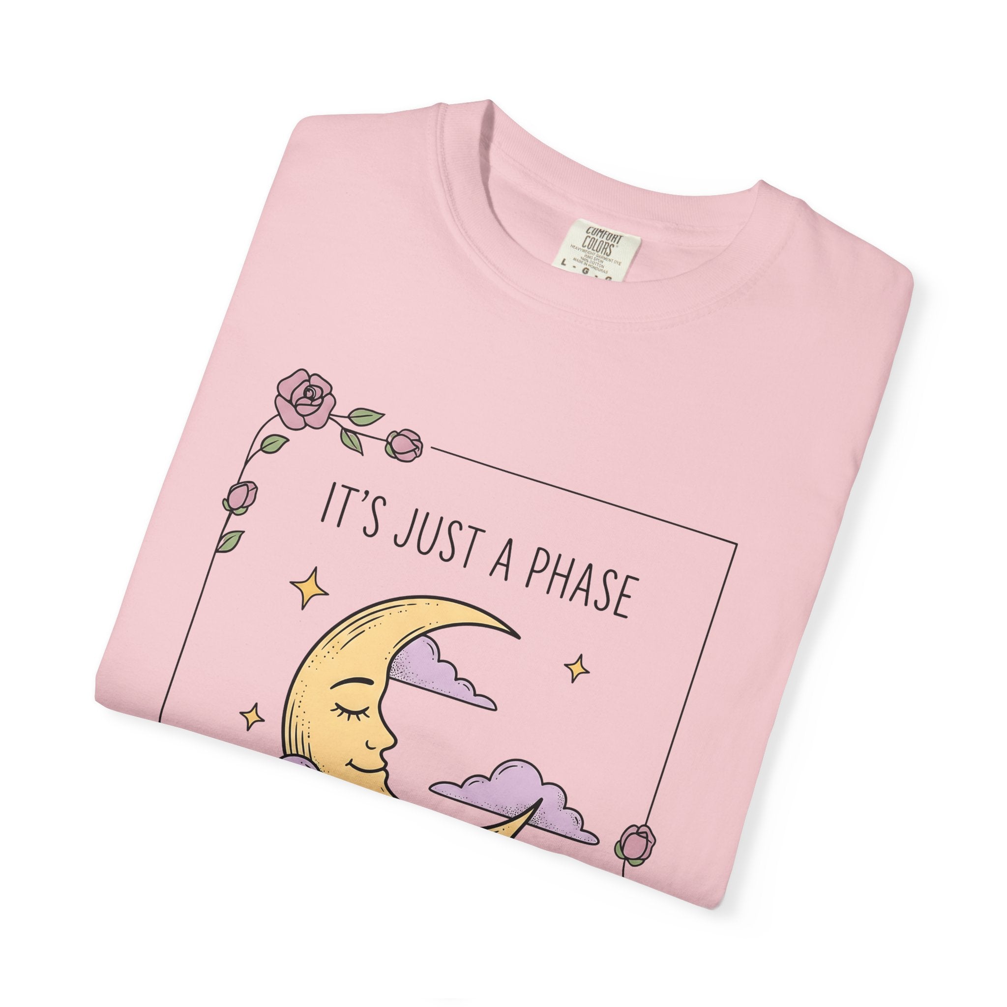 Crescent Moon Shirt Boho Chic Zodiac Gift Women Cute Tee Lunar T-Shirt Bohemian Enthusiast Kawaii Tshirt Astrology Graphic Line Art Pink