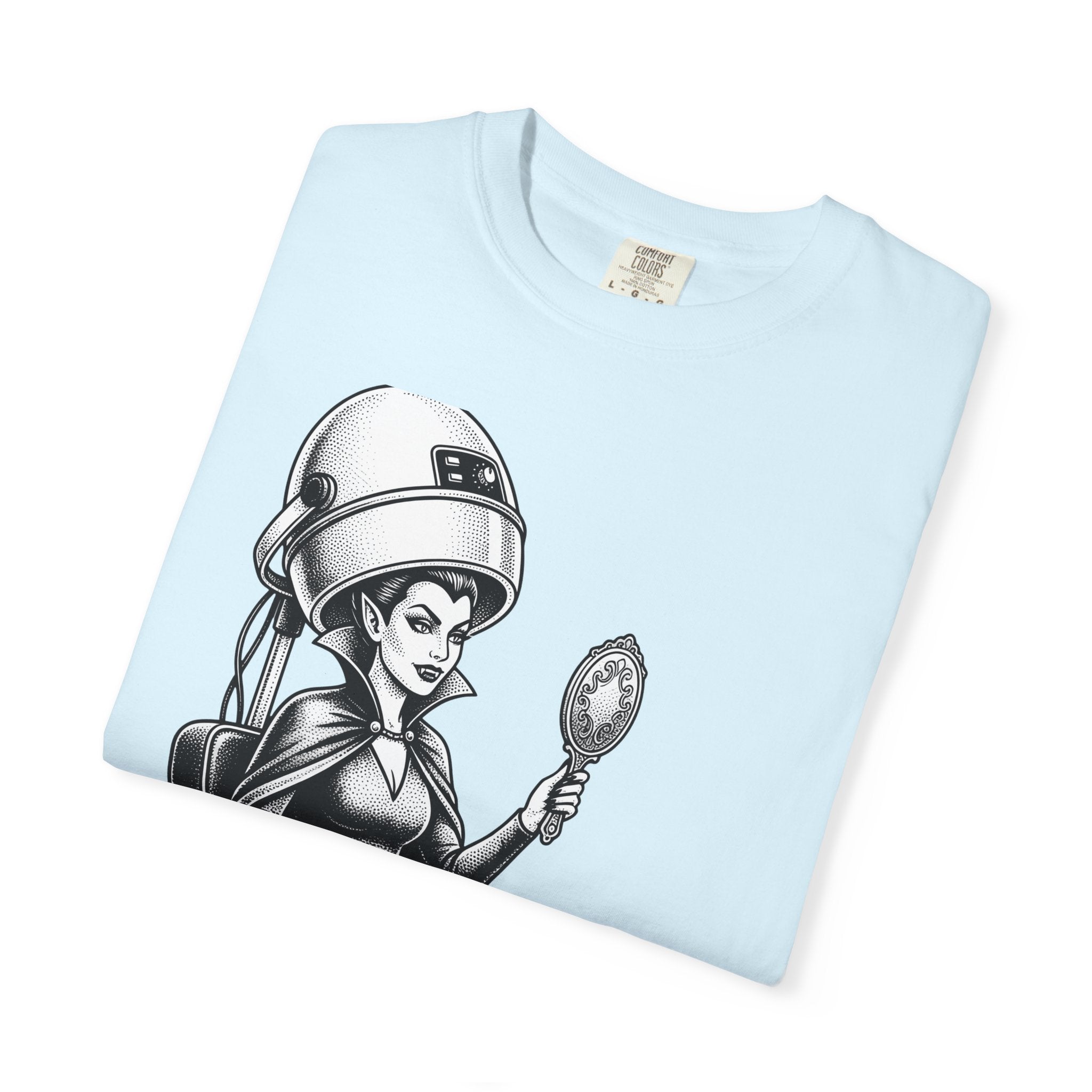 Vampire Hairdresser Shirt Gothic Fright Gift Women Body Art Tee Vampire T-Shirt Horror Fan Tattoo Tshirt Scary Graphic Old School Mirror