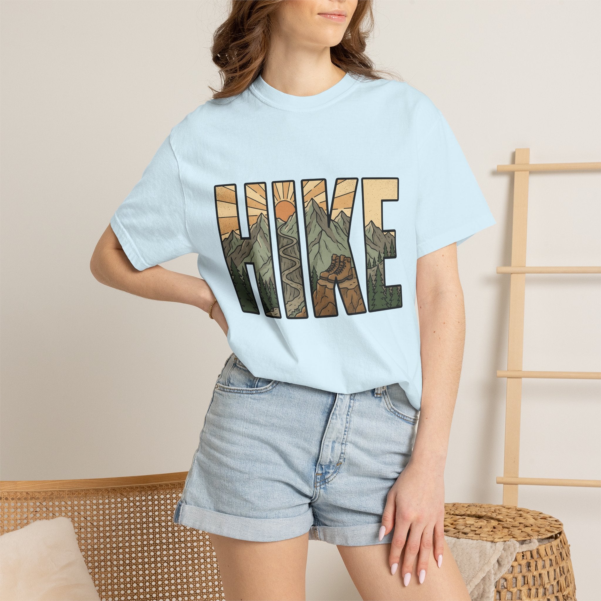 Mountain View Shirt Hiking Journey Gift Women Classic Tee Panorama T-Shirt Trekker Enthusiast Vintage Tshirt Travel Graphic Line Art Walking