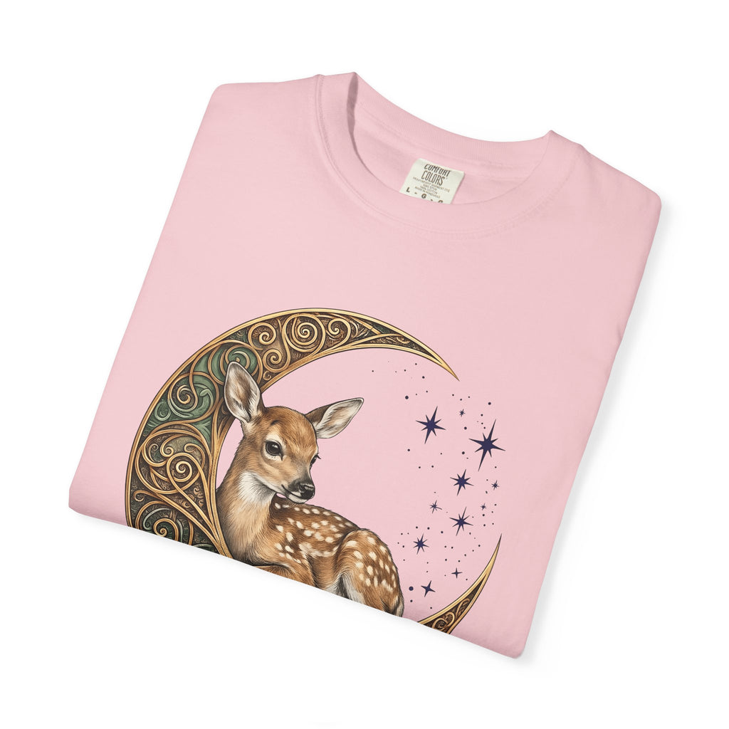 Deer Moon Shirt Animals Nature Gift Women Boho Tee Moonlight T-Shirt Wildlife Fan Bohemian Tshirt Environmental Graphic Vintage Stars Tshirt