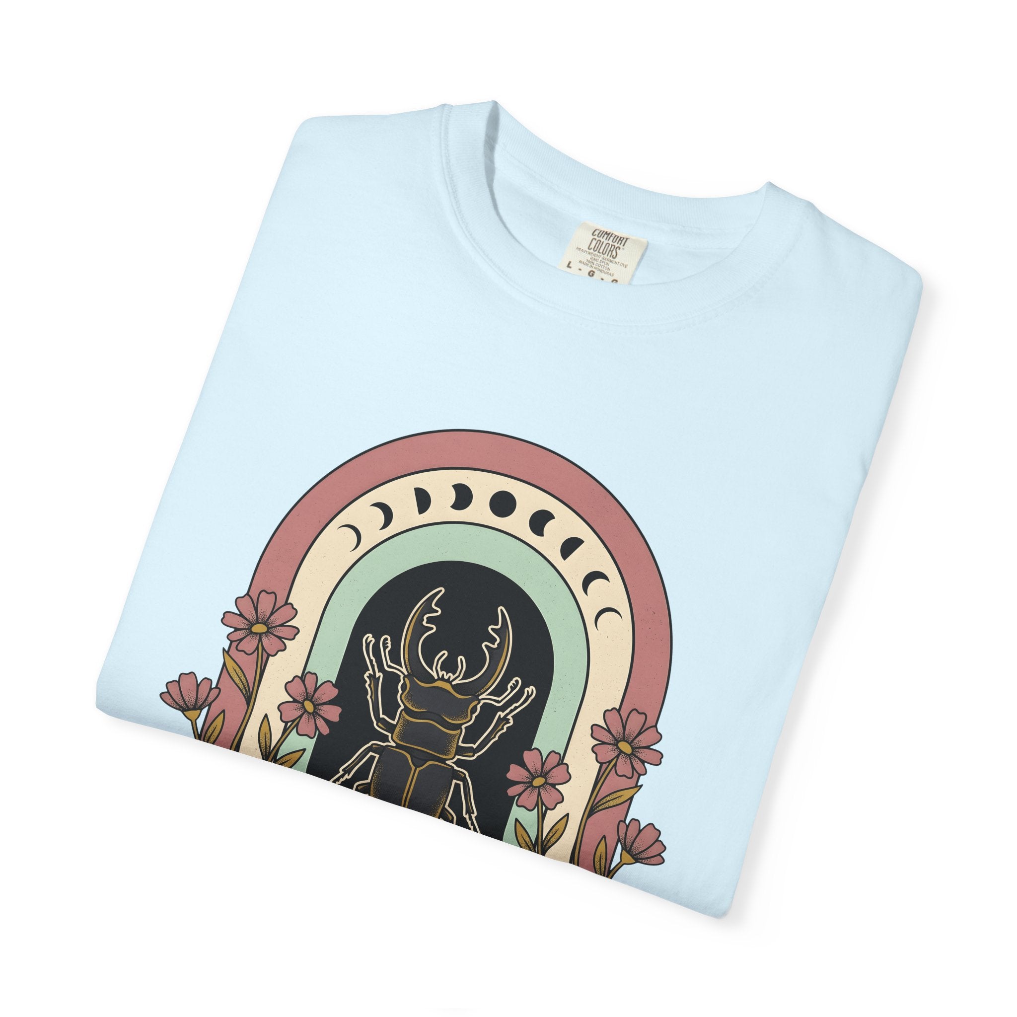 Beetle Illustration Shirt Boho Chic Outdoors Gift Women Hippie Tee Bug T-Shirt Bohemian Fan Psychedelic Tshirt Nature Graphic Retro Garden