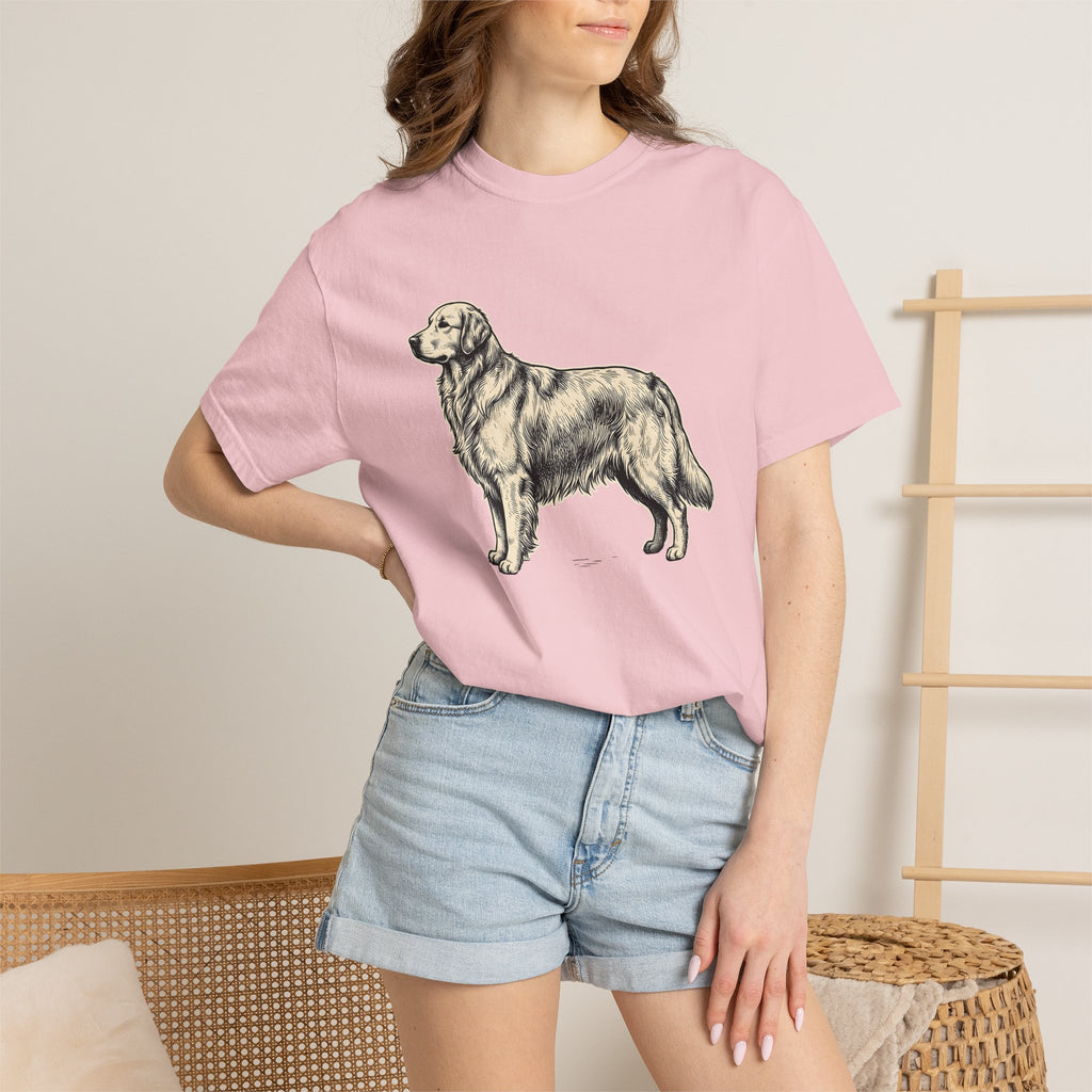 Golden Retriever Shirt Dog Pets Gift Women Hand Drawn Tee Retriever T-Shirt Dog Fan Puppy Tshirt Animal Graphic Cartoon Coat Detail Tshirt