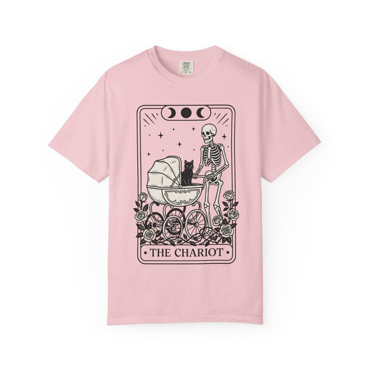 Skeleton Kitten Tarot Shirt Cat Gift Women Eerie Tee Occult T-Shirt Cat Fan Spiritual Tshirt Mystic Graphic Old School Rose Flower Tshirt
