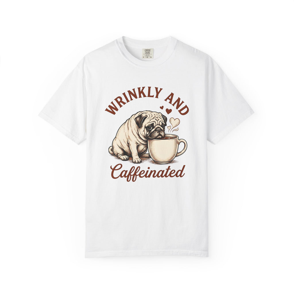 Pug Espresso Shirt St. Valentine's Day Canine Fan Gift Women Rustic Tee Coffee T-Shirt Valentines Fan Vintage Tshirt Dog Graphic Line Art