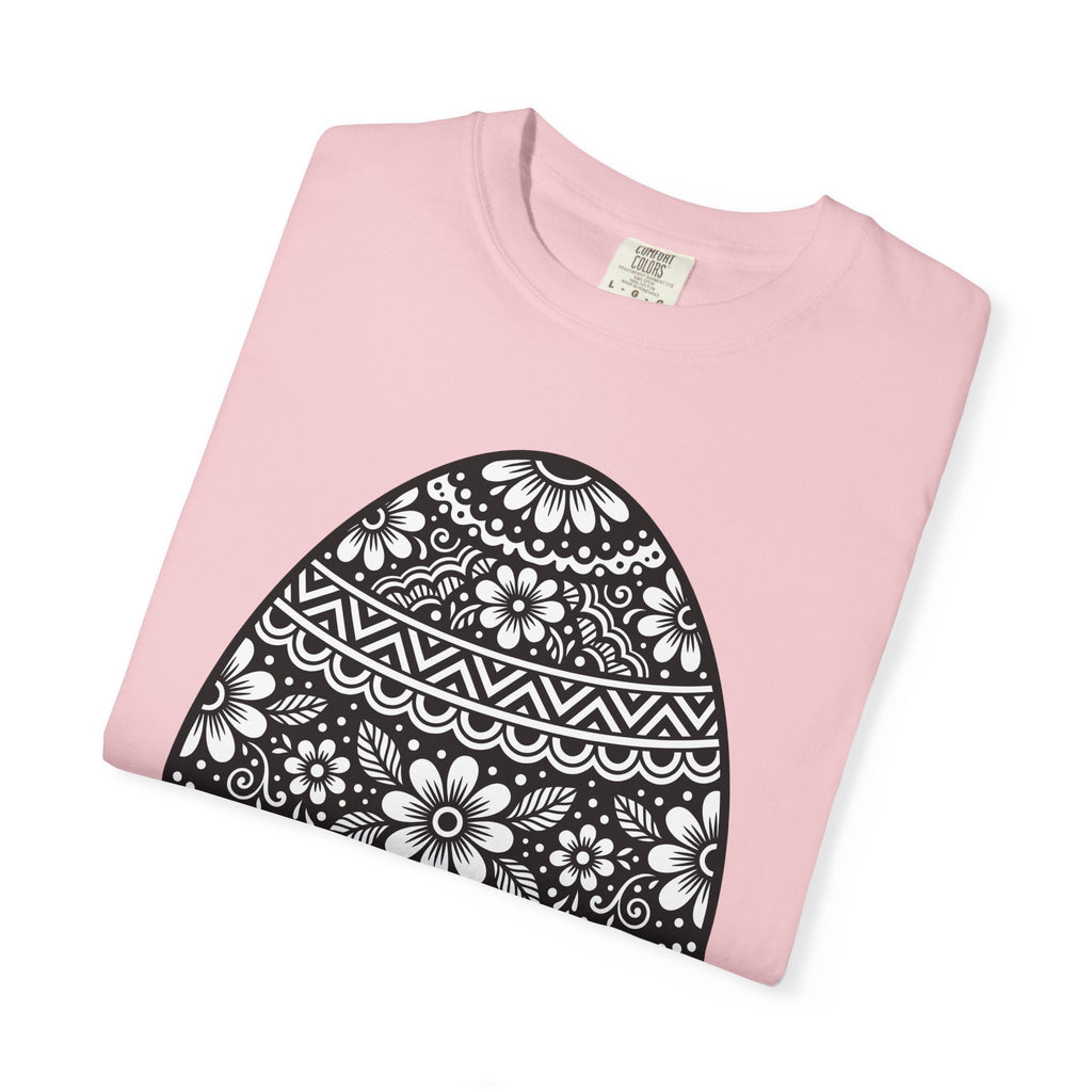 Floral Egg Shirt Easter Spring Gift Women Boho Tee Easter Egg T-Shirt Easter Fan Bohemian Tshirt Seasonal Graphic Folk Art Mandala Tshirt