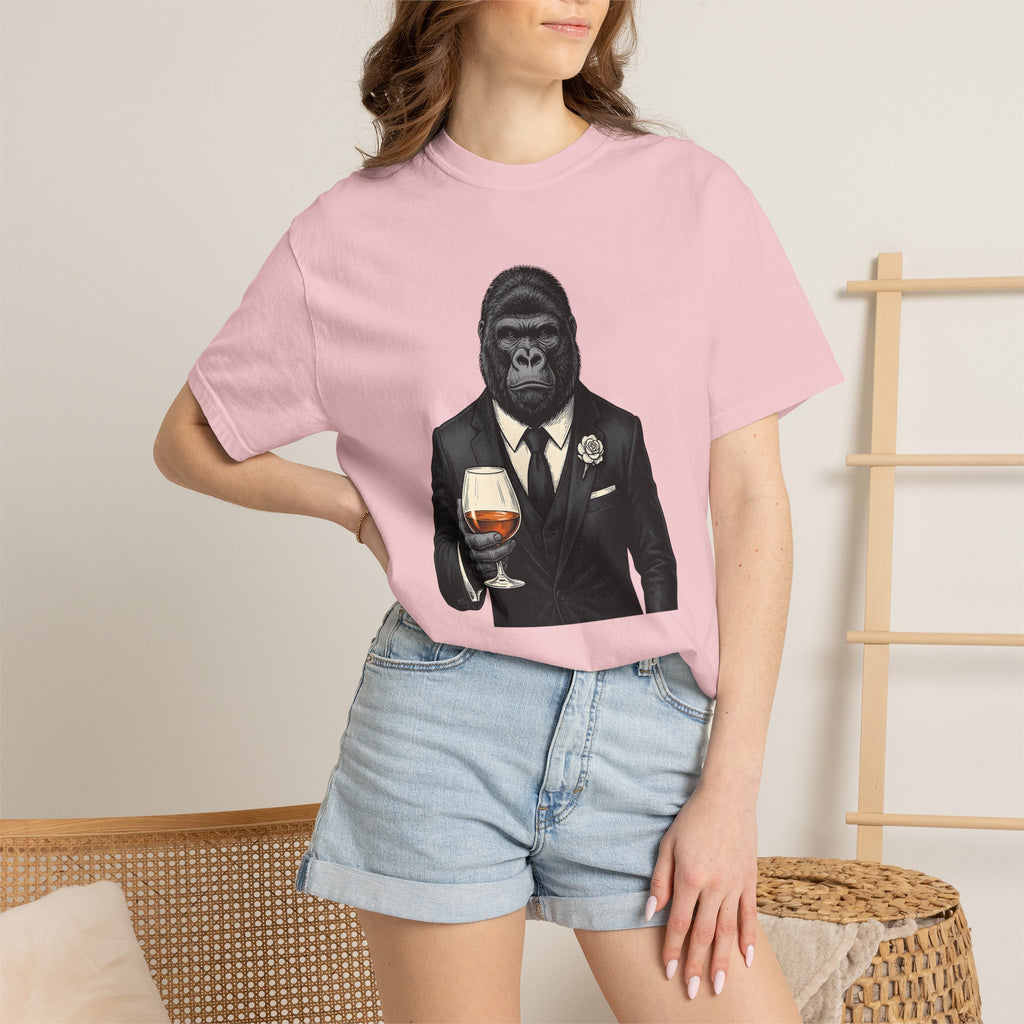 Ape Costume Shirt Drinks Wildlife Gift Women Retro Tee Monkey Costume T-Shirt Cocktail Fan Monkey Tshirt Animal Graphic Sketch Wine Glass