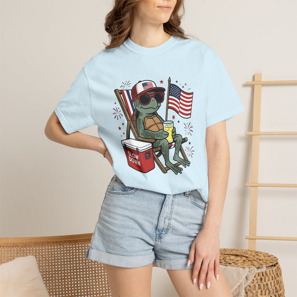 Turtle Sunglasses Shirt 4th Of July Summer Gift Women Cartoon Tee Turtle T-Shirt Independence Day Fan Toon Tshirt Vacation Graphic Retro