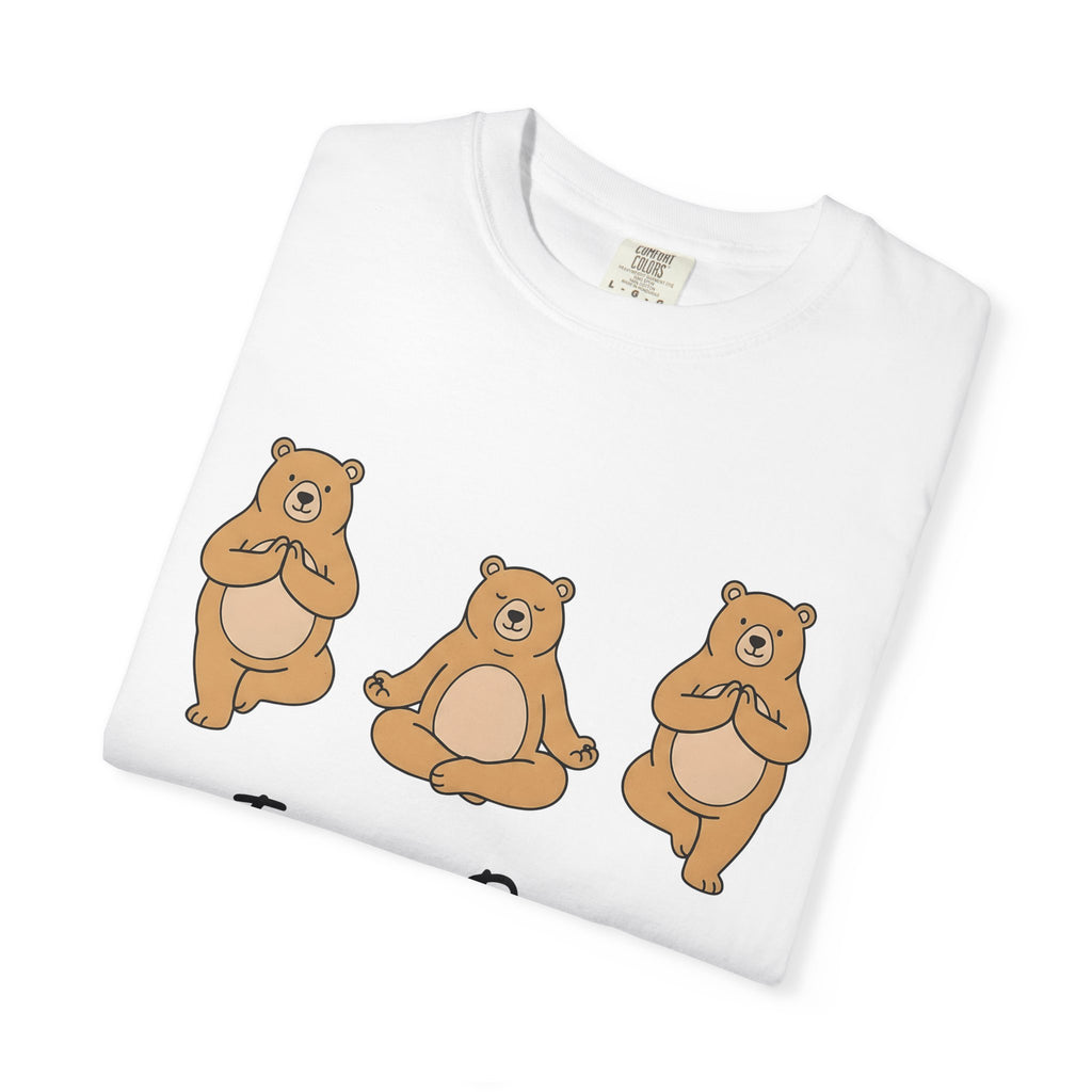 Meditation Bear Shirt Yoga Wildlife Gift Women Kawaii Tee Bear T-Shirt Yoga Enthusiast Cute Tshirt Animal Graphic Simple Zen Pose Tshirt