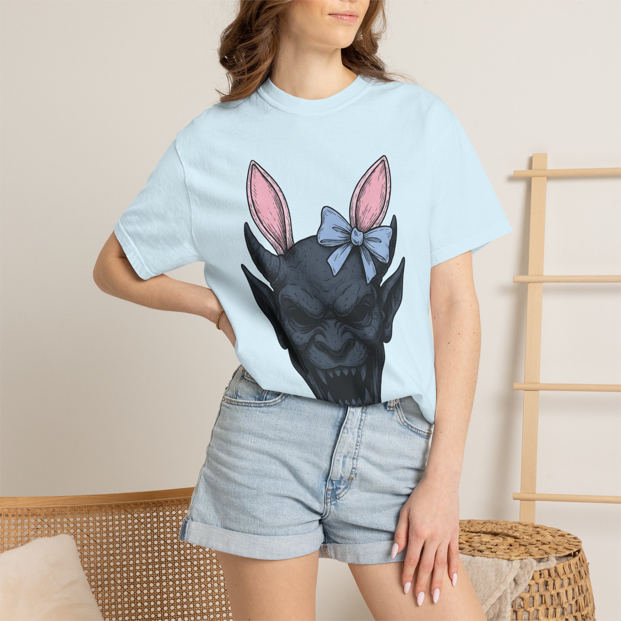 Imp Bunny Ears Shirt Easter Scary Gift Women Spooky Tee Bunny Ears T-Shirt Horror Fan Creepy Tshirt Frightful Graphic Classic Bowtie Tshirt