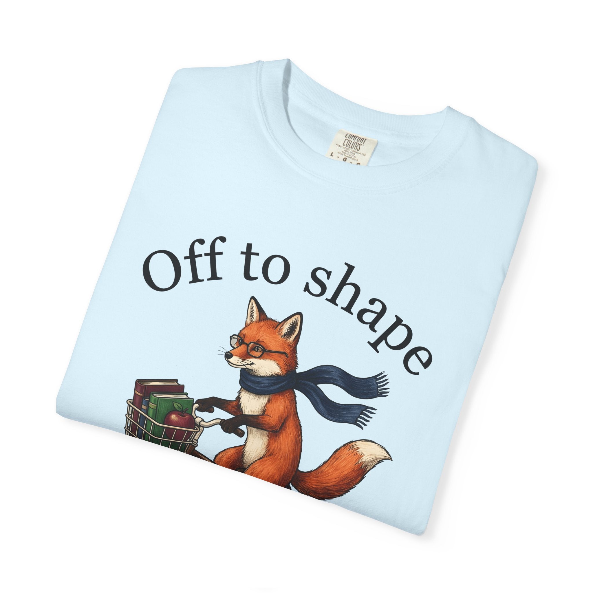 Fox Cycling Shirt Teacher Wildlife Gift Women Cute Tee Fox T-Shirt Educator Enthusiast Cartoon Tshirt Wildlife Graphic Doodle Book Stack