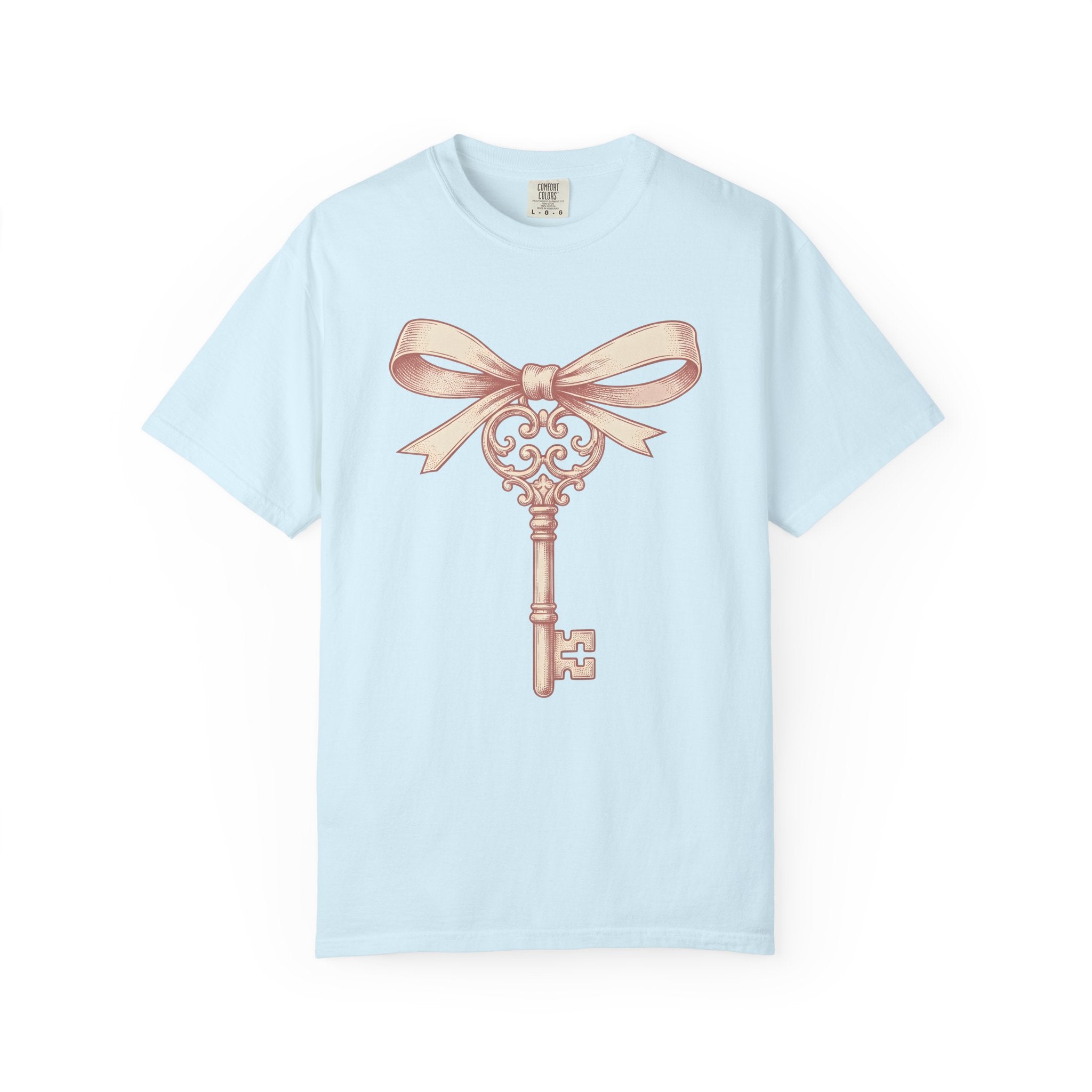 Antique Key Shirt Cute Love Gift Women Sketch Tee Skeleton Key T-Shirt Adorable Fan Key Illustration Vintage Handle Tshirt