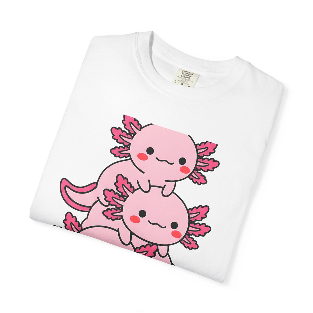 Axolotl Tea Shirt Drinks Pets Gift Women Cute Tee Mexican Salamander T-Shirt Beverage Fan Animal Graphic Illustration Comic Boba Drink