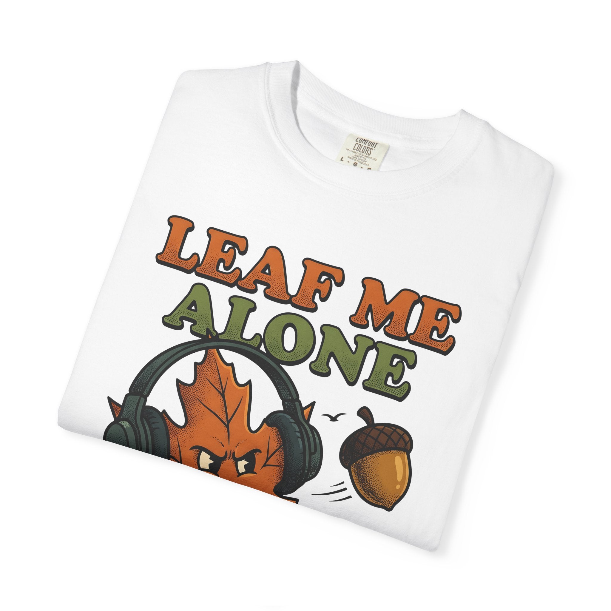 Autumn Leaf Headphones Shirt Fall Funny Gift Women Line Art Tee Headset T-Shirt Autumn Fan Minimalist Tshirt Humor Graphic Hand Drawn Seed