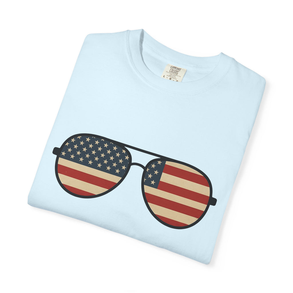 Pilot Sunglasses Shirt 4th Of July Independence Gift Women Retro Tee Shades T-Shirt Patriotic Fan Vintage Tshirt Freedom Graphic Simple Usa