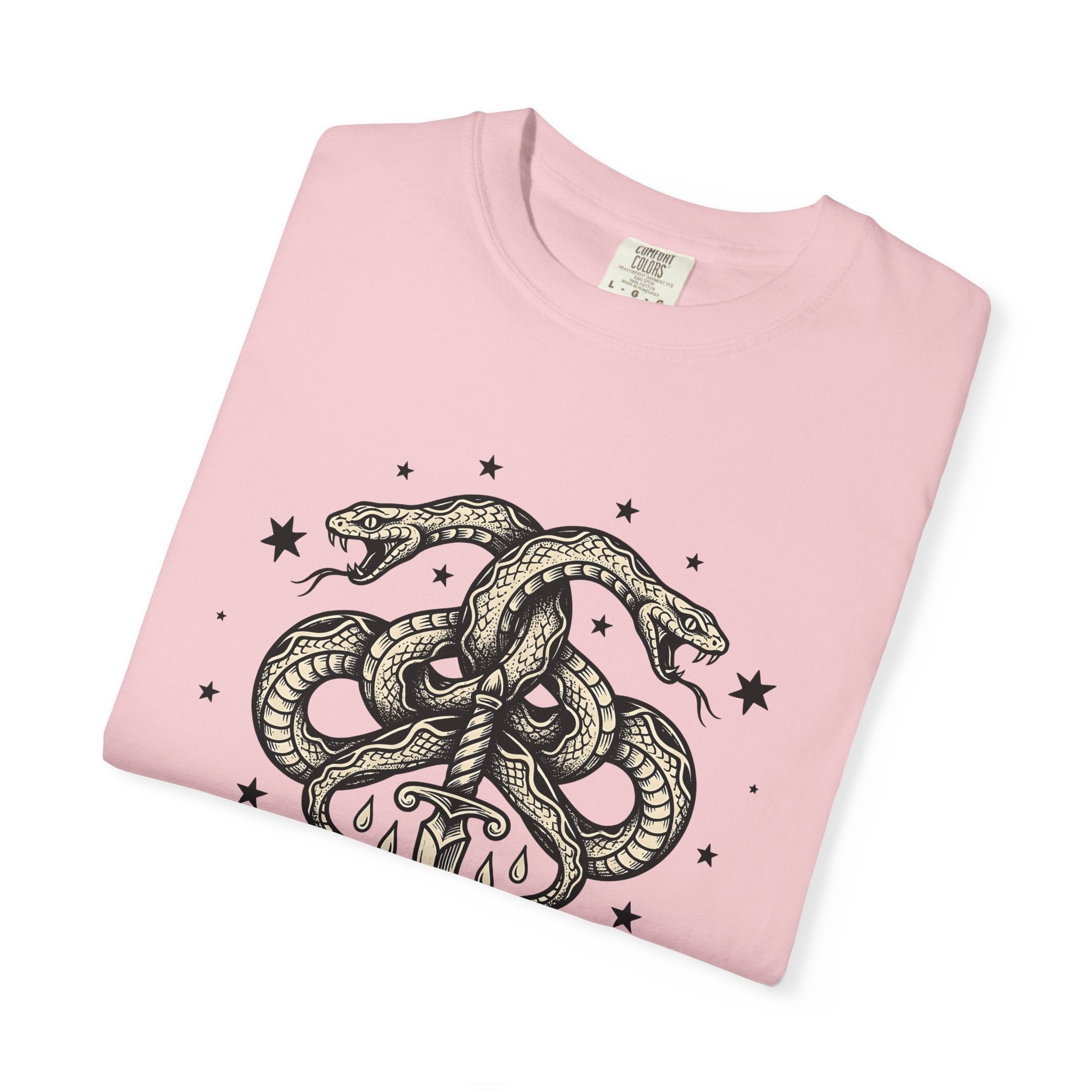 Double Serpent Blade Shirt Gothic Witchcraft Gift Women Sketch Tee Dagger T-Shirt Darkwave Fan Illustration Tshirt Occult Graphic Hand Drawn