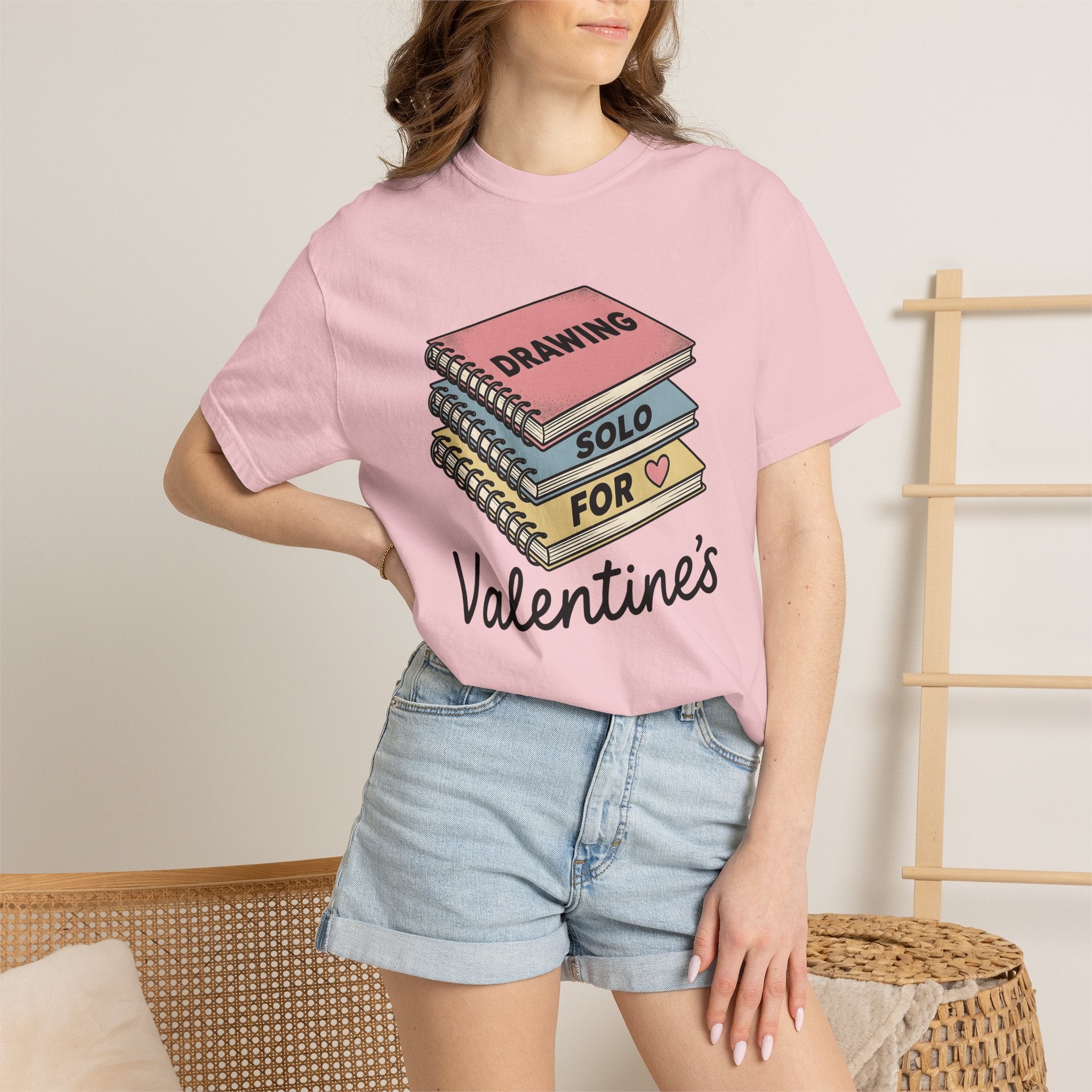 Notebook Pile Shirt St. Valentine's Day Illustrator Gift Women Comic Tee Journal Stack T-Shirt Valentine Fan Cartoon Tshirt Artist Graphic