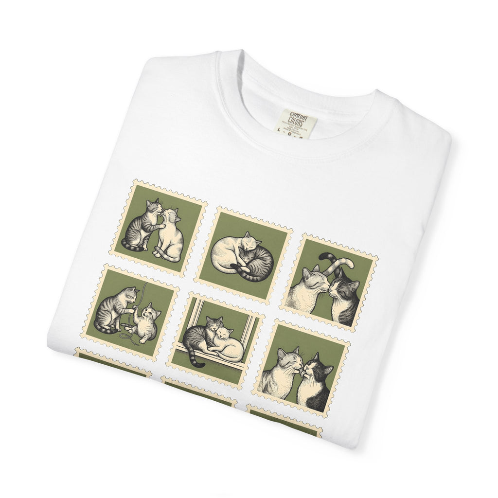 Kitty Couple Shirt Cat Mammals Gift Women Rustic Tee Cat T-Shirt Cat Fan Feline Tshirt Mammal Graphic Doodle Vintage Stamp Tshirt