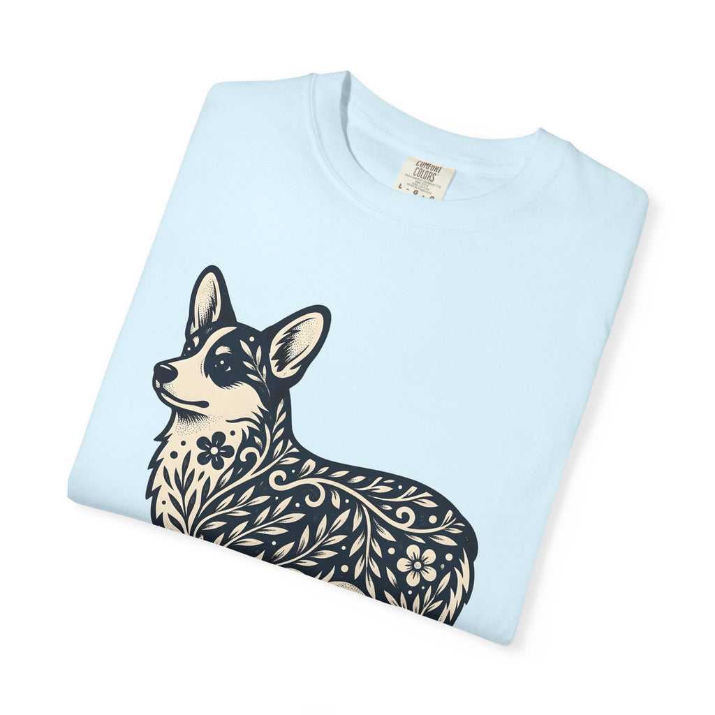 Corgi Pet Shirt Dog Blossom Gift Women Tribal Tee Puppy T-Shirt Dog Fan Canine Tshirt Floral Graphic Classic Botanical Print Tshirt