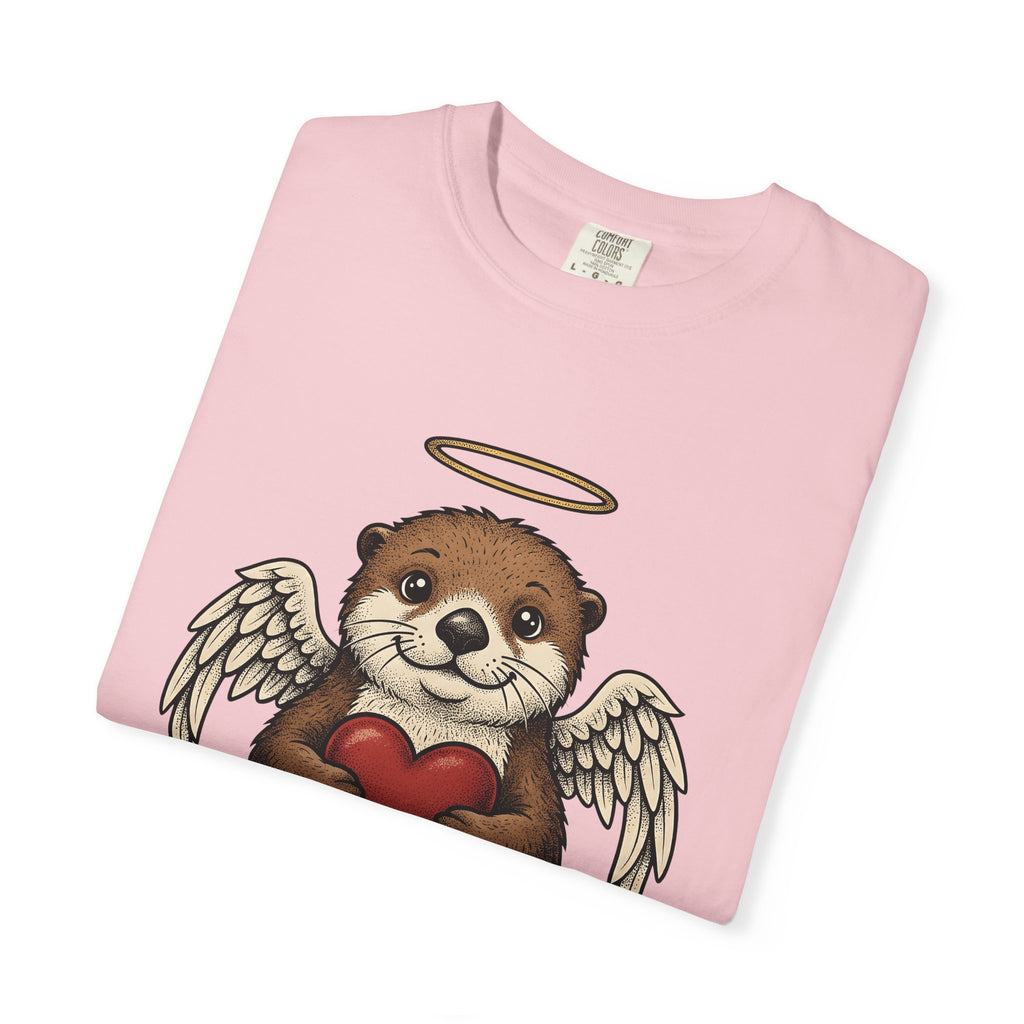 Otter Cupid Shirt St. Valentine's Day Fauna Gift Women Line Art Tee Otter T-Shirt Valentine Fan Minimalist Tshirt Wildlife Graphic Classic