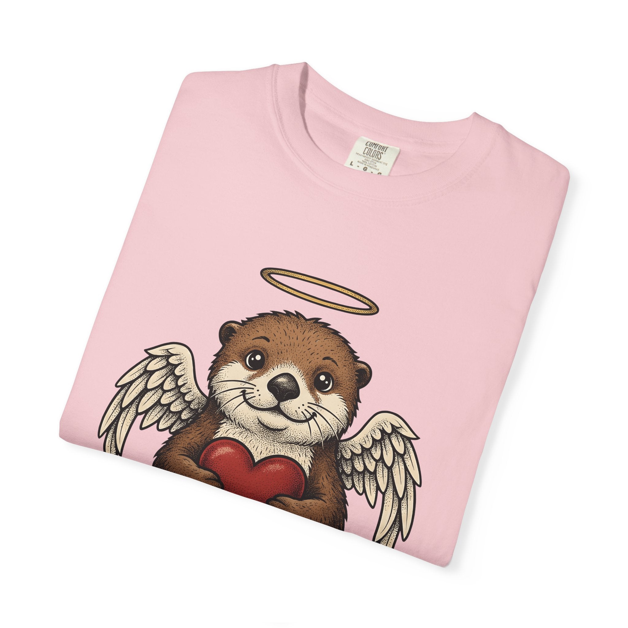 Otter Cupid Shirt St. Valentine's Day Fauna Gift Women Line Art Tee Otter T-Shirt Valentine Fan Minimalist Tshirt Wildlife Graphic Classic