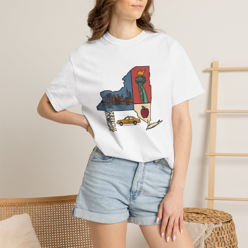 Manhattan Map Shirt New Yorker Vacation Gift Women Classic Tee Map T-Shirt Big Apple Fan Vintage Tshirt Travel Graphic Doodle Yellow Cab