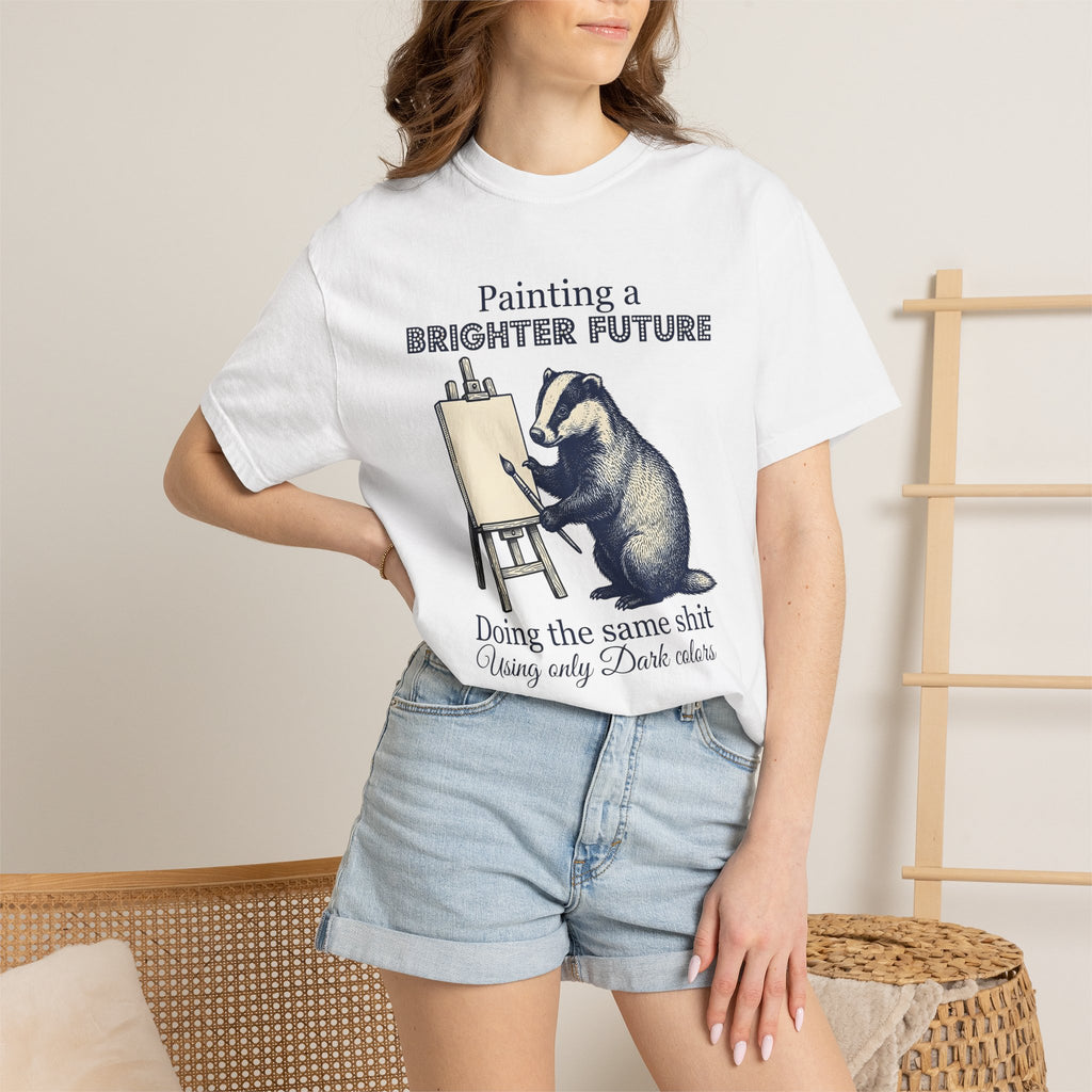 Badger Painting Shirt Animal Humor Gift Women Vintage Tee Badger T-Shirt Animal Fan Retro Tshirt Funny Graphic Hand Drawn Easel Tshirt